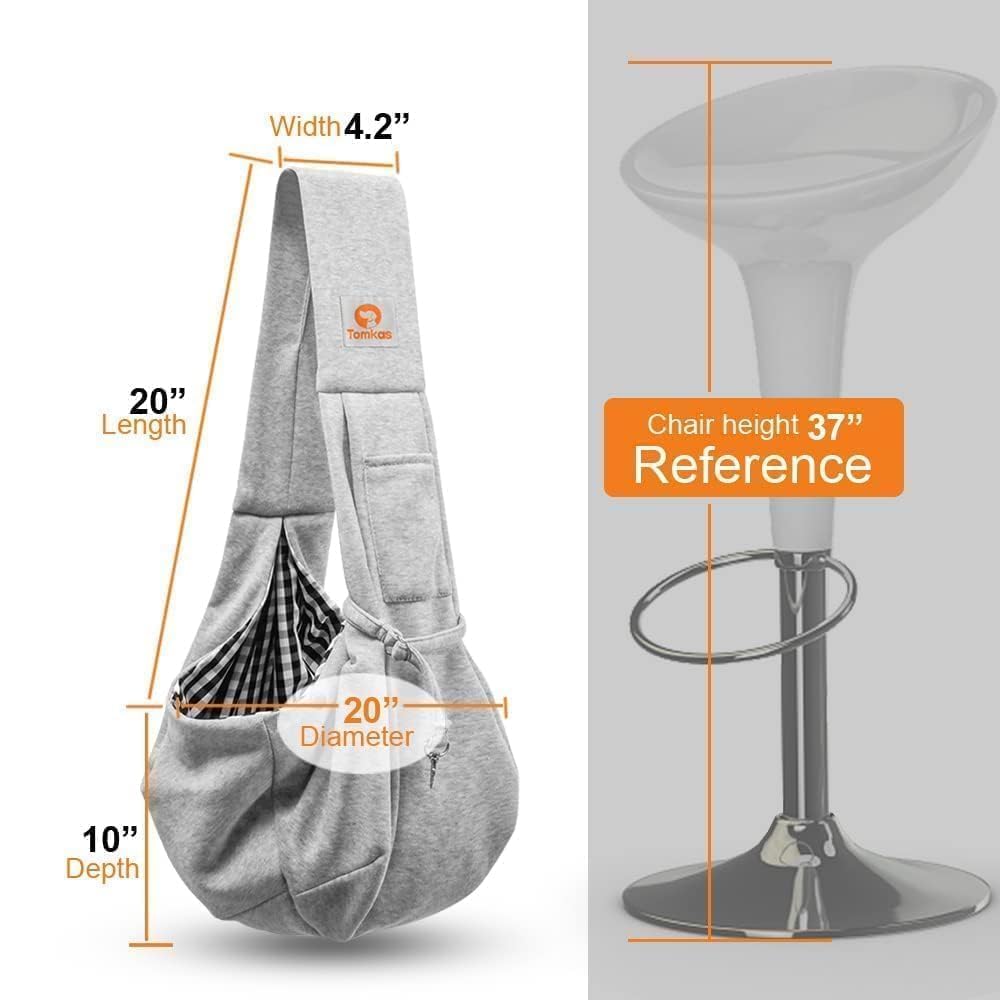 Tomkas Small Dog Sling Carrier - Adjustable Strap & Zip Pocket - Suitable for Puppies (Black) LukkyDeals