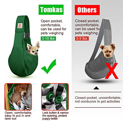 Tomkas Small Dog Sling Carrier - Adjustable Strap & Zip Pocket - Suitable for Puppies (Black) LukkyDeals