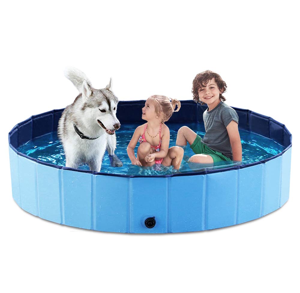 Jasonwell Foldable Dog Pet Bath Pool Collapsible Dog Pet Pool Bathing Tub Kiddie Pool Doggie Wading Pool for Puppy Small Medium Large Dogs Cats and Kids 48" Blue