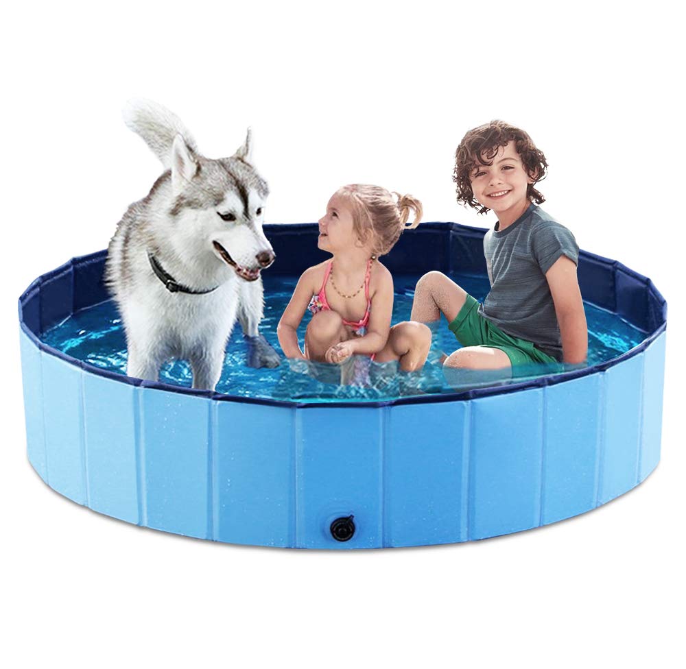 Jasonwell Foldable Dog Pet Bath Pool Collapsible Dog Pet Pool Bathing Tub Kiddie Pool Doggie Wading Pool for Puppy Small Medium Large Dogs Cats and Kids 48" Blue