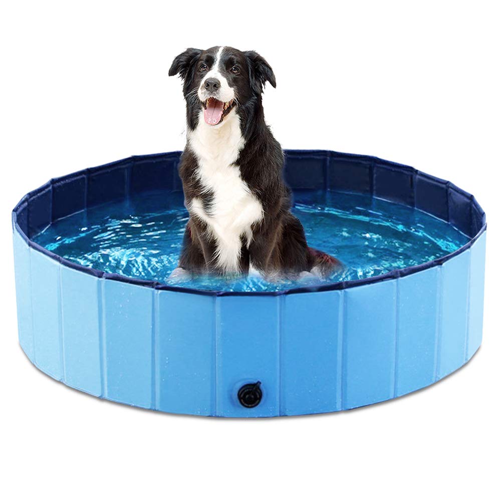 Jasonwell Foldable Dog Pet Bath Pool Collapsible Dog Pet Pool Bathing Tub Kiddie Pool Doggie Wading Pool for Puppy Small Medium Large Dogs Cats and Kids 48" Blue