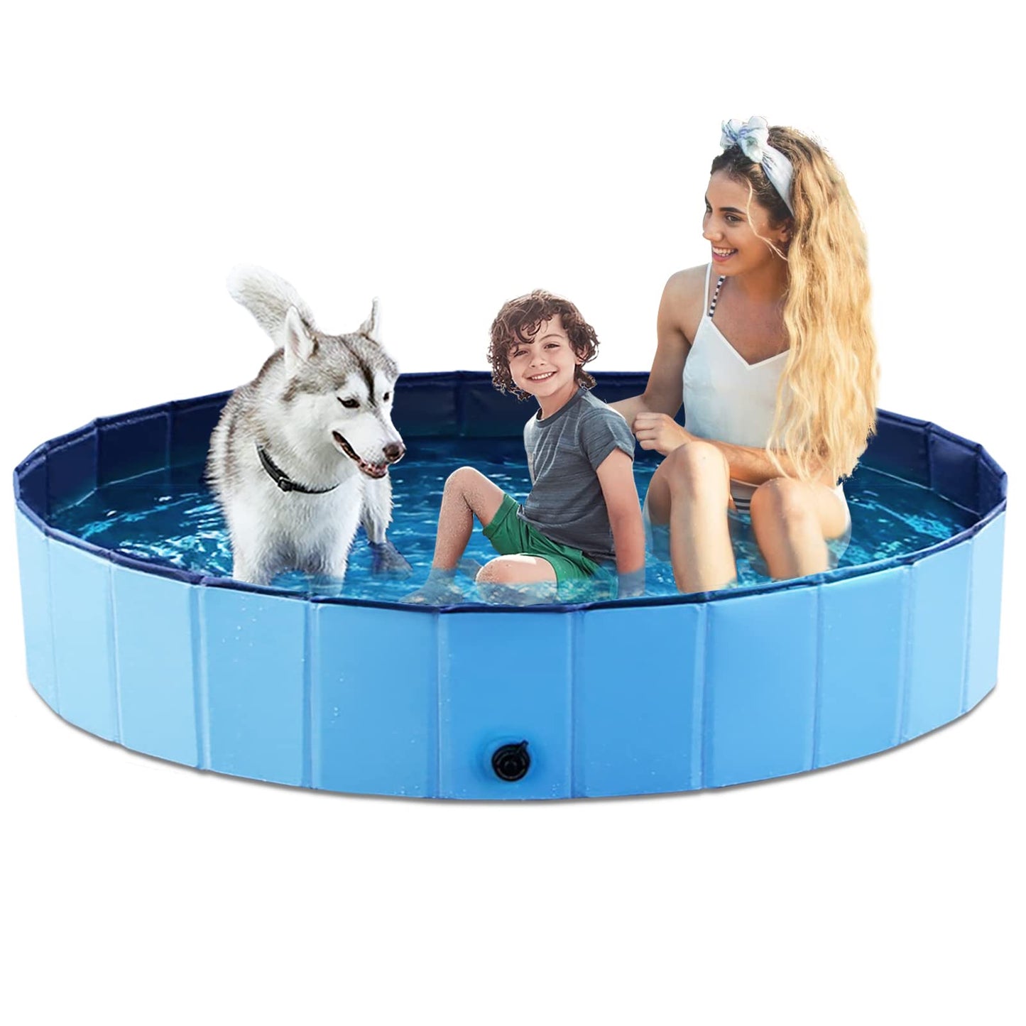 Jasonwell Foldable Dog Pet Bath Pool Collapsible Dog Pet Pool Bathing Tub Kiddie Pool Doggie Wading Pool for Puppy Small Medium Large Dogs Cats and Kids 48" Blue