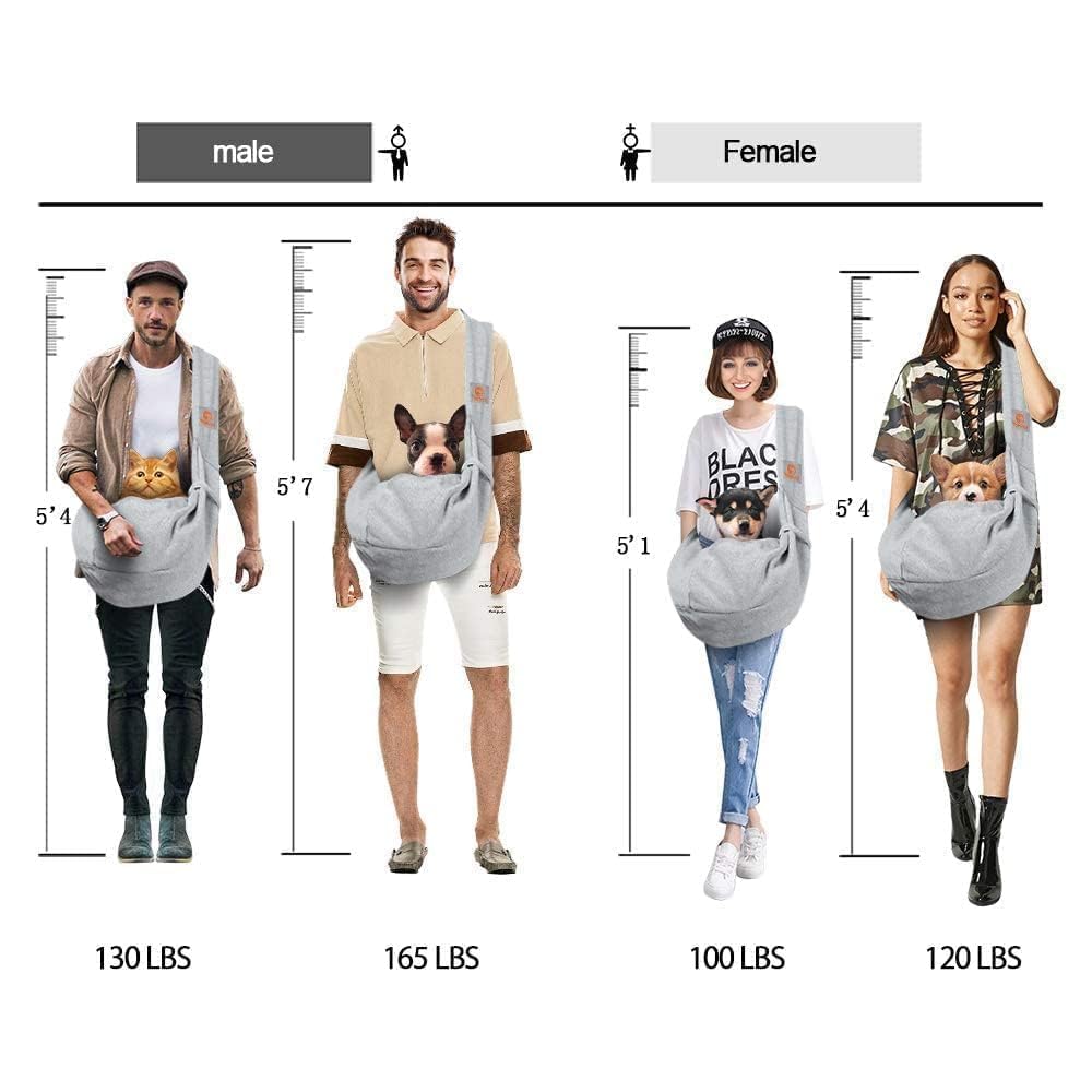 Tomkas Small Dog Sling Carrier - Adjustable Strap & Zip Pocket - Suitable for Puppies (Black) LukkyDeals