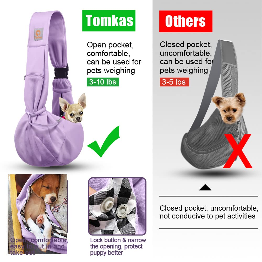 Tomkas Small Dog Sling Carrier - Adjustable Strap & Zip Pocket - Suitable for Puppies (Black) LukkyDeals