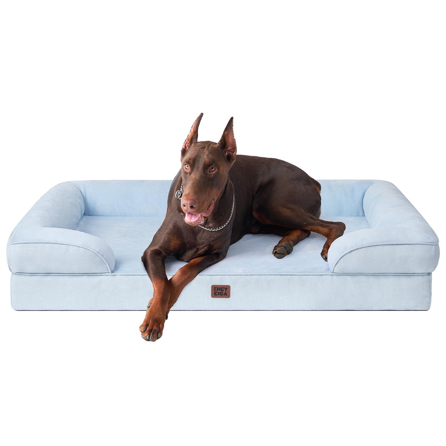 EHEYCIGA Orthopedic Dog Beds for Extra Large Dogs, Waterproof Memory Foam XL Pet Bed with Sides, Non-Slip and Egg-Crate Foam Big Dog Couch Bed with Washable Removable Cover, Grey LukkyDeals
