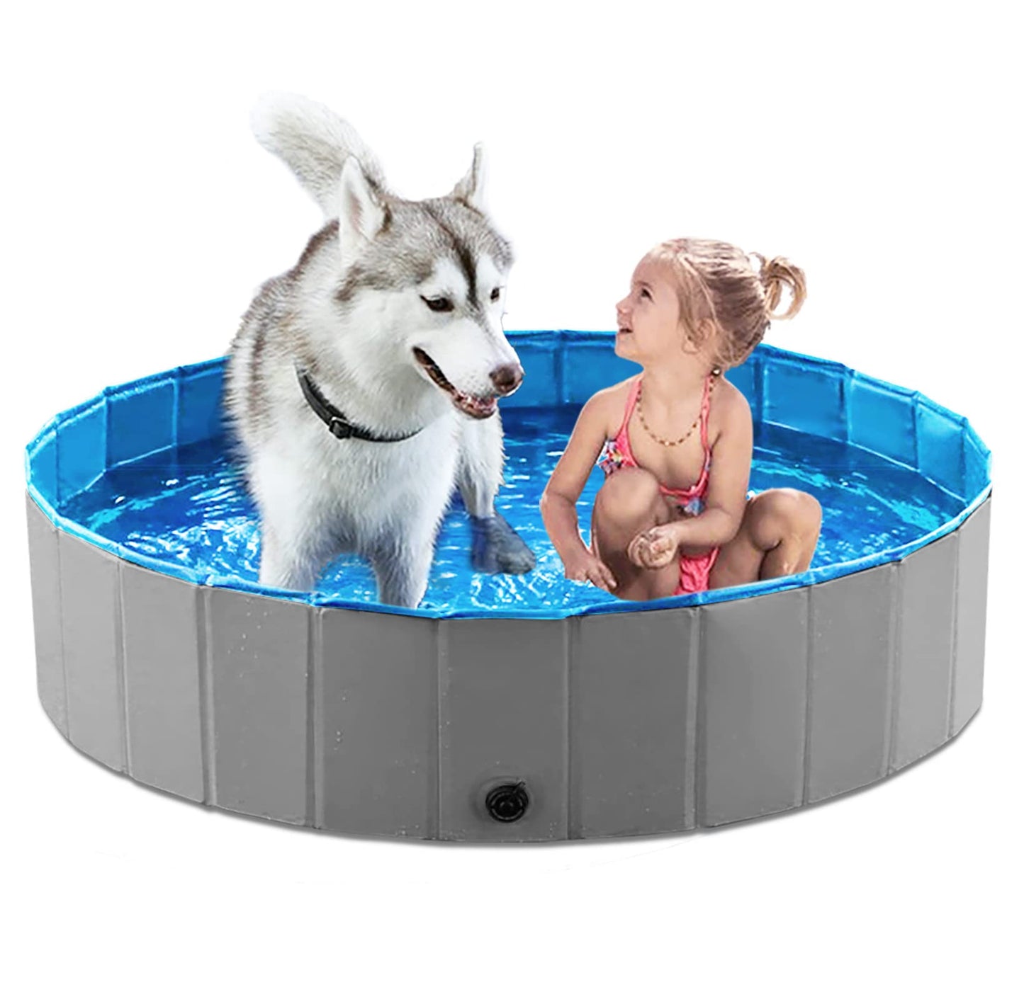 Jasonwell Foldable Dog Pet Bath Pool Collapsible Dog Pet Pool Bathing Tub Kiddie Pool Doggie Wading Pool for Puppy Small Medium Large Dogs Cats and Kids 48" Blue