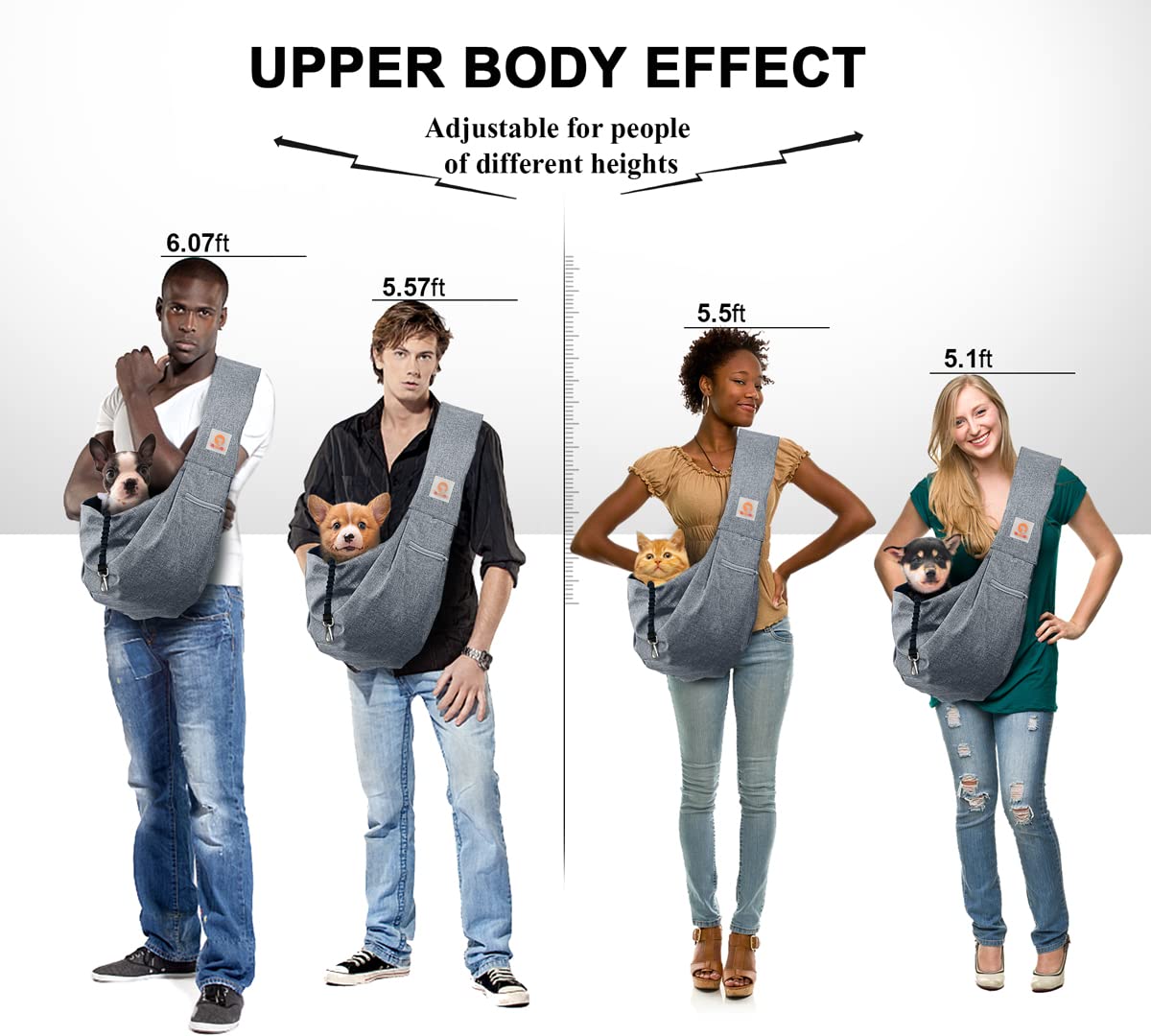 Tomkas Small Dog Sling Carrier - Adjustable Strap & Zip Pocket - Suitable for Puppies (Black) LukkyDeals