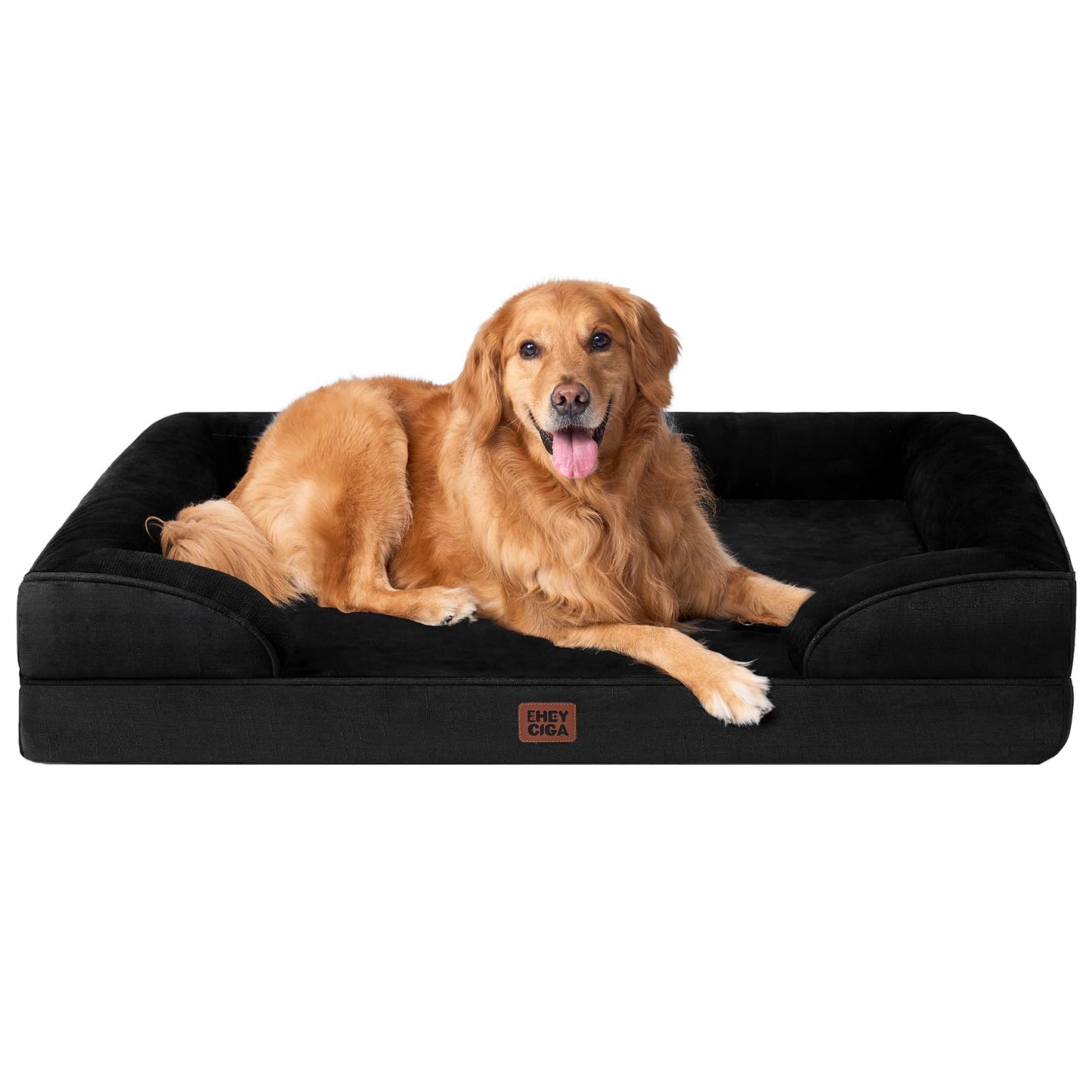 EHEYCIGA Orthopedic Dog Beds for Extra Large Dogs, Waterproof Memory Foam XL Pet Bed with Sides, Non-Slip and Egg-Crate Foam Big Dog Couch Bed with Washable Removable Cover, Grey LukkyDeals