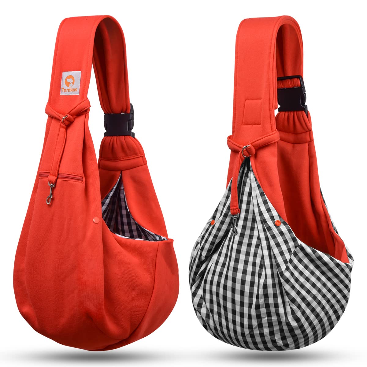 Tomkas Small Dog Sling Carrier - Adjustable Strap & Zip Pocket - Suitable for Puppies (Black) LukkyDeals