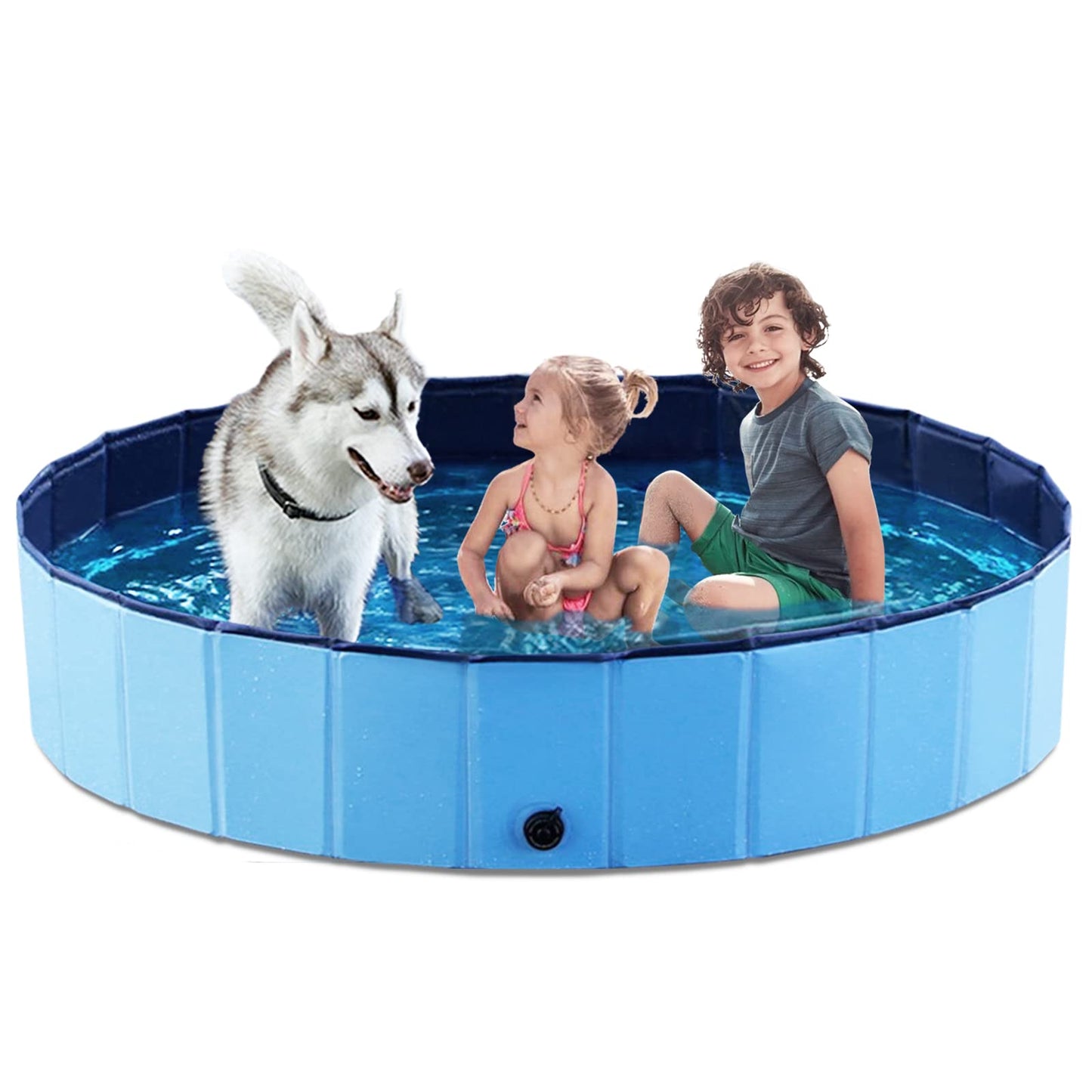Jasonwell Foldable Dog Pet Bath Pool Collapsible Dog Pet Pool Bathing Tub Kiddie Pool Doggie Wading Pool for Puppy Small Medium Large Dogs Cats and Kids 48" Blue
