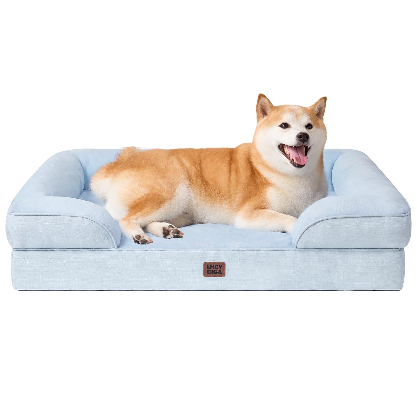 EHEYCIGA Orthopedic Dog Beds for Extra Large Dogs, Waterproof Memory Foam XL Pet Bed with Sides, Non-Slip and Egg-Crate Foam Big Dog Couch Bed with Washable Removable Cover, Grey LukkyDeals