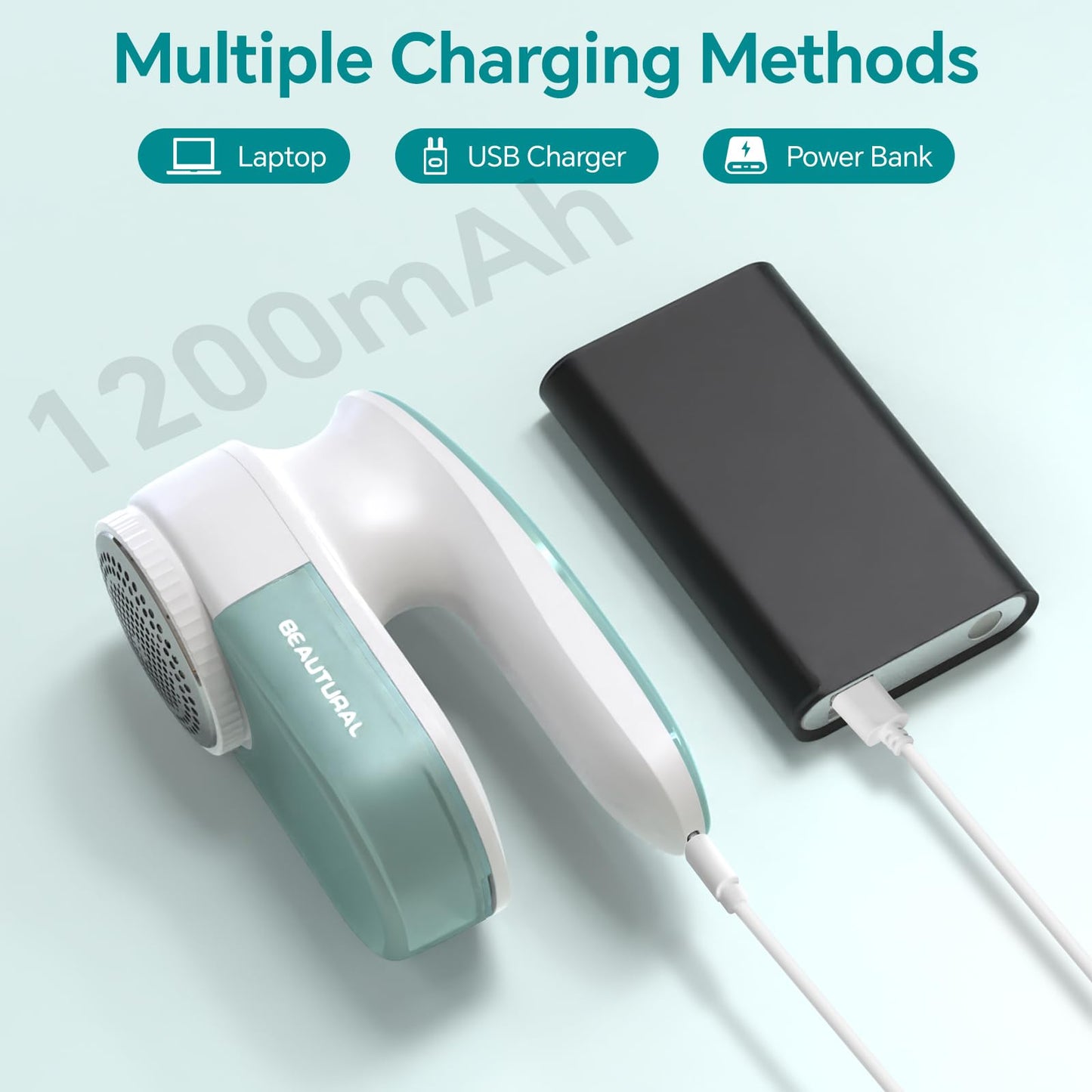 BEAUTURAL Fabric Shaver and Lint Remover, Sweater Defuzzer with 2-Speeds, 2 Replaceable Stainless Steel Blades, Battery Operated, Remove Clothes Fuzz, Lint Balls, Pills, Bobbles Gray LukkyDeals