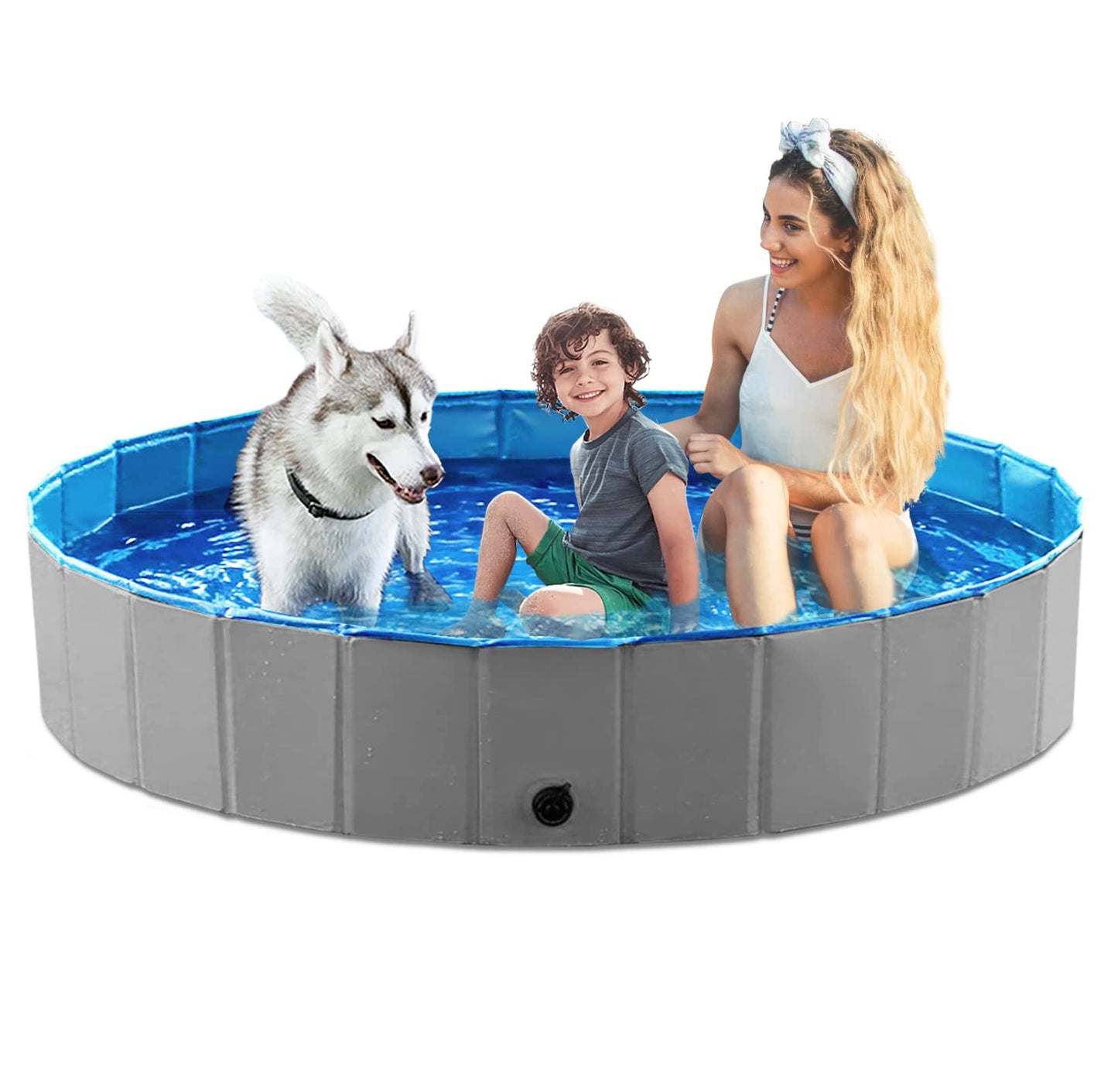 Jasonwell Foldable Dog Pet Bath Pool Collapsible Dog Pet Pool Bathing Tub Kiddie Pool Doggie Wading Pool for Puppy Small Medium Large Dogs Cats and Kids 48" Blue