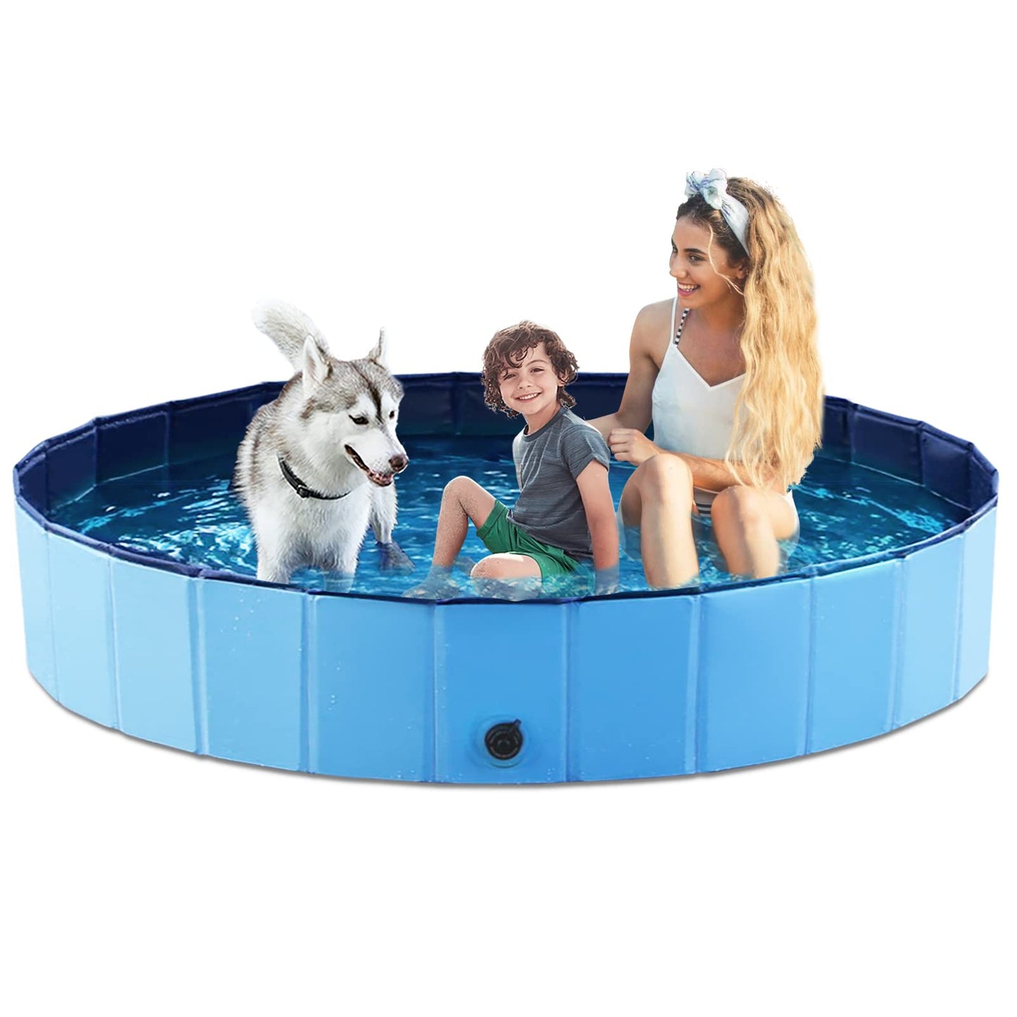 Jasonwell Foldable Dog Pet Bath Pool Collapsible Dog Pet Pool Bathing Tub Kiddie Pool Doggie Wading Pool for Puppy Small Medium Large Dogs Cats and Kids 48" Blue