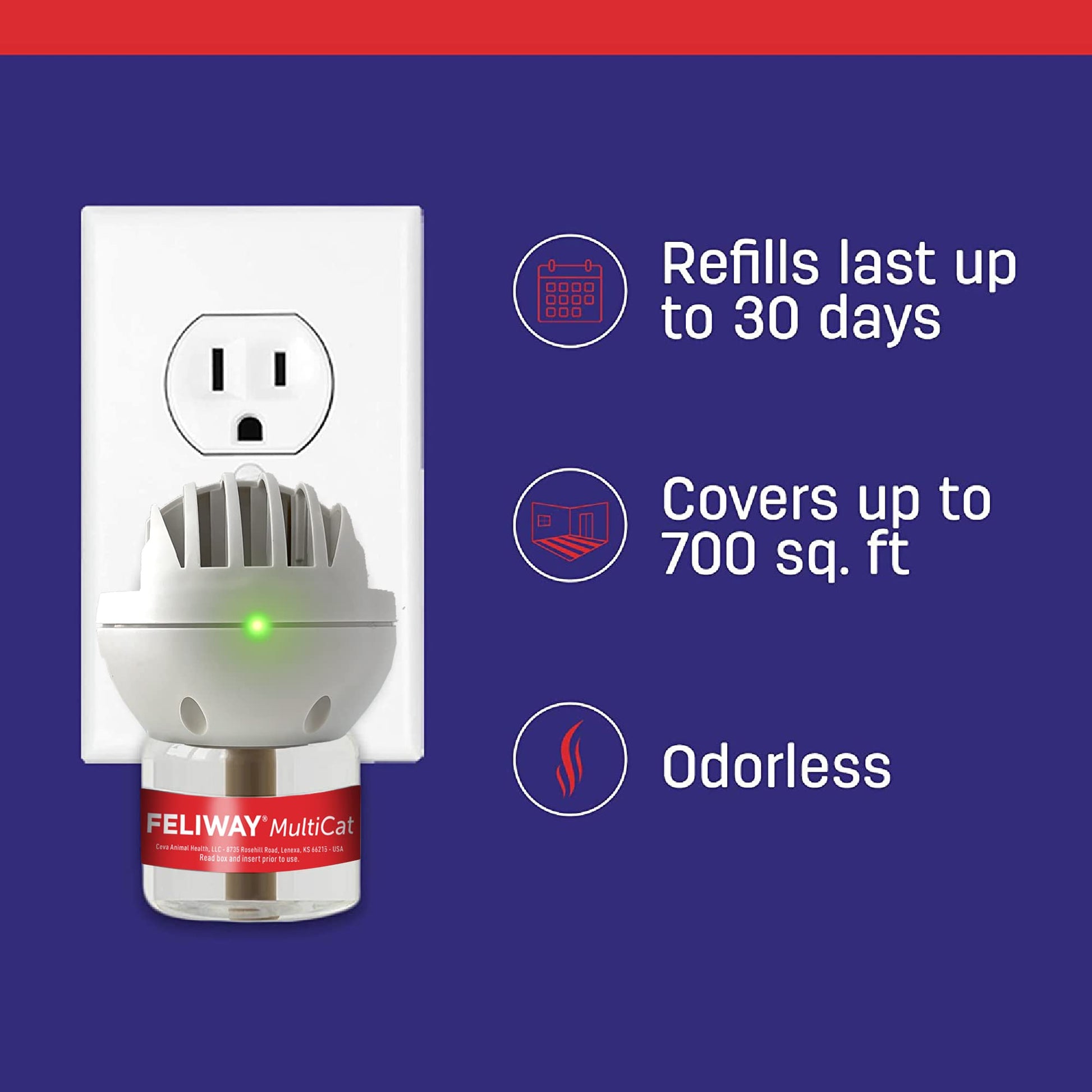 FELIWAY MultiCat Calming Pheromone Diffuser, 30 Day Starter Kit (48 mL) LukkyDeals