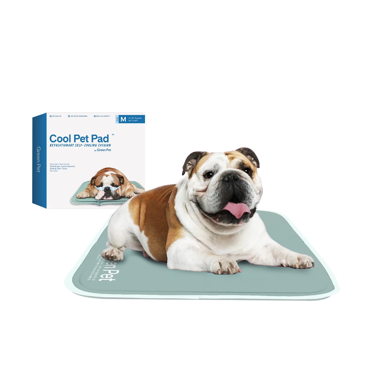 The Green Pet Shop Cool Pet Pad - Large, Sage Grey - Self-Cooling, Pressure Activated Mat for Dogs & Cats from 46-80 lbs - Non-Toxic Gel, No Water Needed LukkyDeals