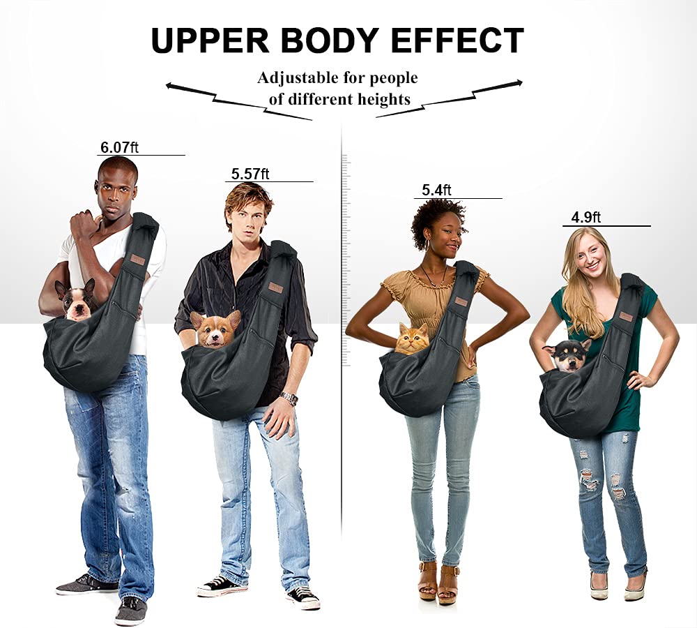 Tomkas Small Dog Sling Carrier - Adjustable Strap & Zip Pocket - Suitable for Puppies (Black) LukkyDeals