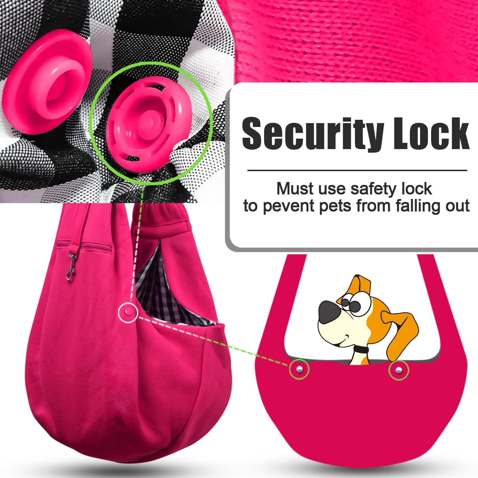 Tomkas Small Dog Sling Carrier - Adjustable Strap & Zip Pocket - Suitable for Puppies (Black) LukkyDeals