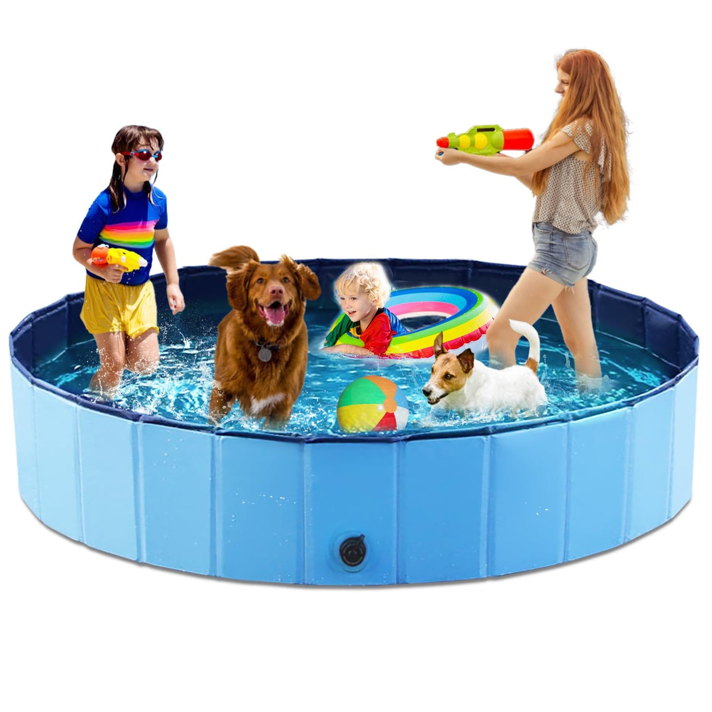 Jasonwell Foldable Dog Pet Bath Pool Collapsible Dog Pet Pool Bathing Tub Kiddie Pool Doggie Wading Pool for Puppy Small Medium Large Dogs Cats and Kids 48" Blue