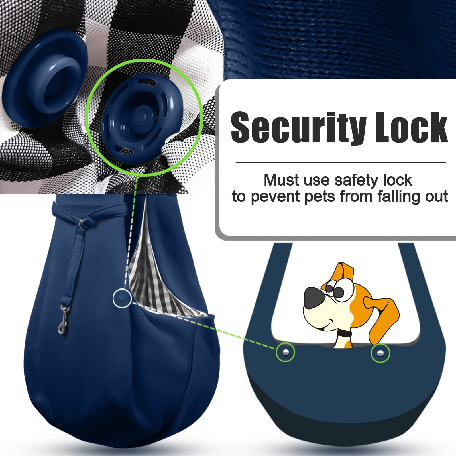 Tomkas Small Dog Sling Carrier - Adjustable Strap & Zip Pocket - Suitable for Puppies (Black) LukkyDeals