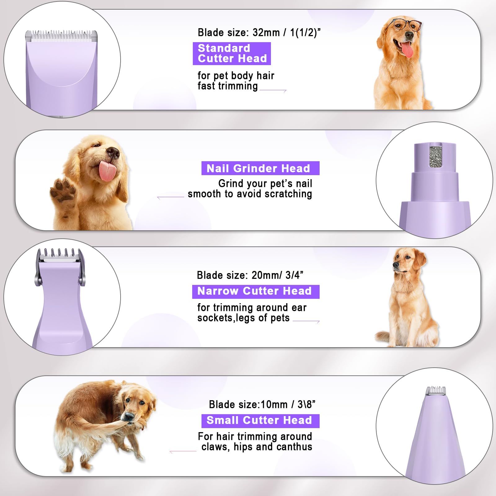 Dog Clippers Grooming Kit Hair Clipper-Low Noise Paw Trimmer- Rechargeable - Cordless Quiet Nail Grinder Shaver for Cats and Other Pets LukkyDeals