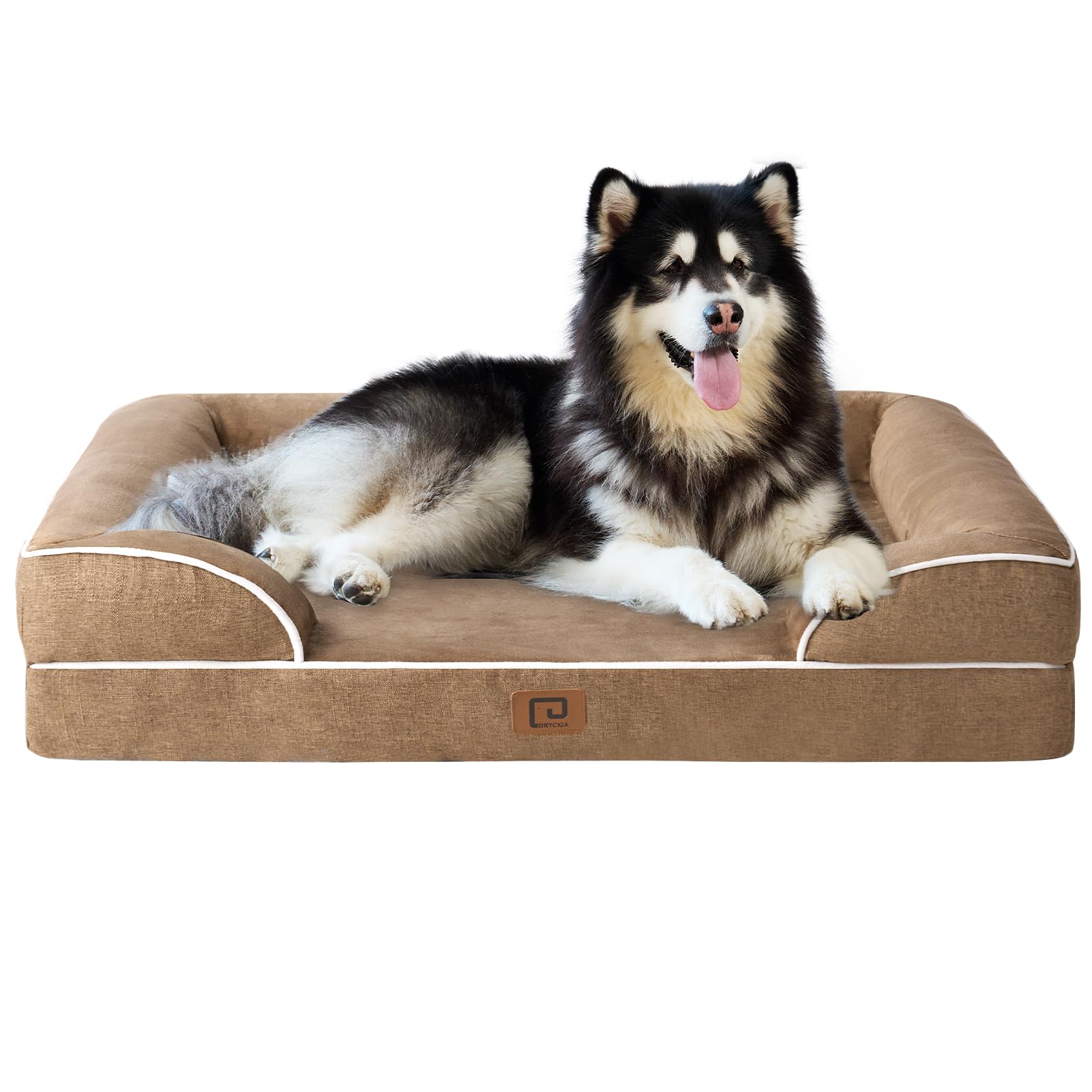 EHEYCIGA Orthopedic Dog Beds for Extra Large Dogs, Waterproof Memory Foam XL Pet Bed with Sides, Non-Slip and Egg-Crate Foam Big Dog Couch Bed with Washable Removable Cover, Grey LukkyDeals