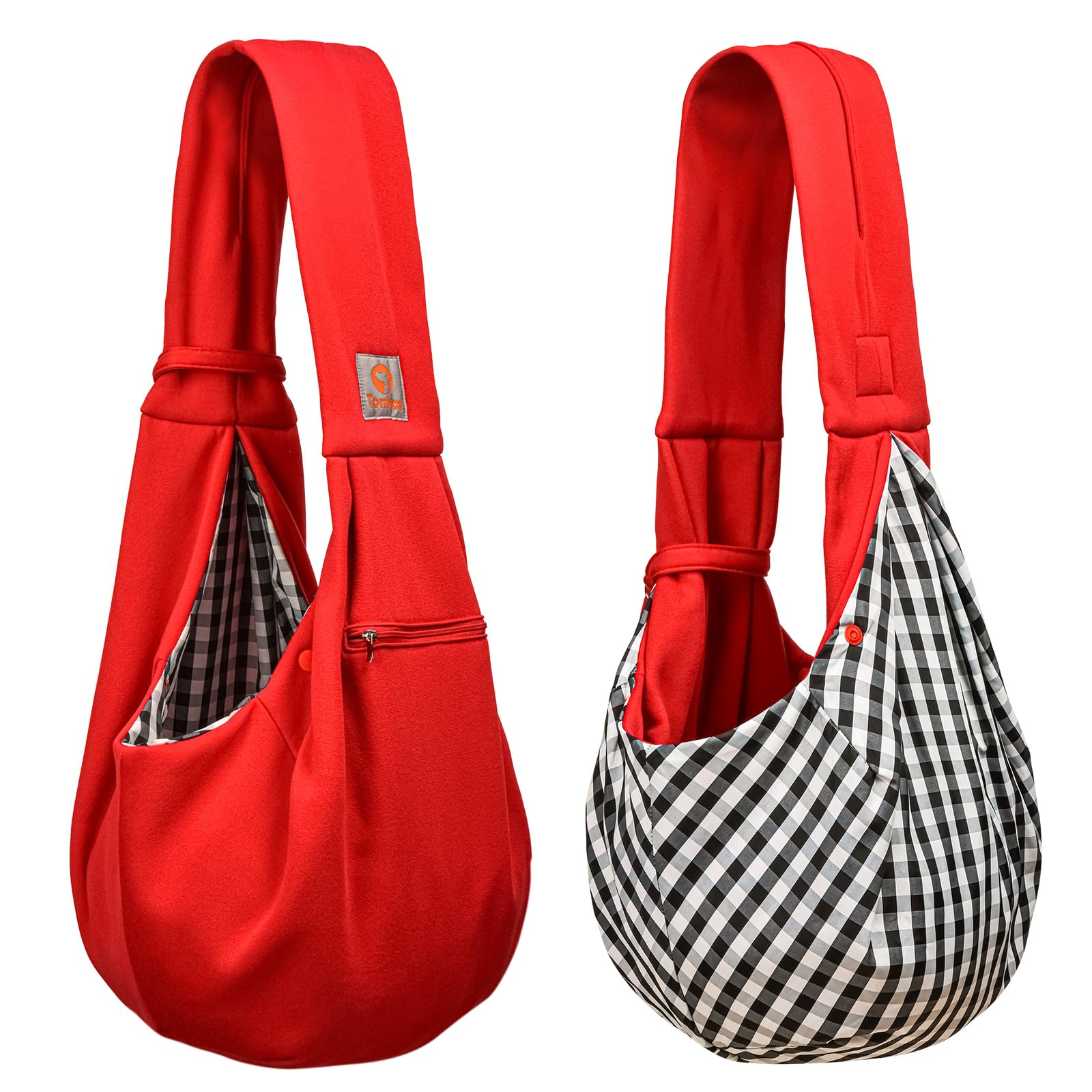 Tomkas Small Dog Sling Carrier - Adjustable Strap & Zip Pocket - Suitable for Puppies (Black) LukkyDeals