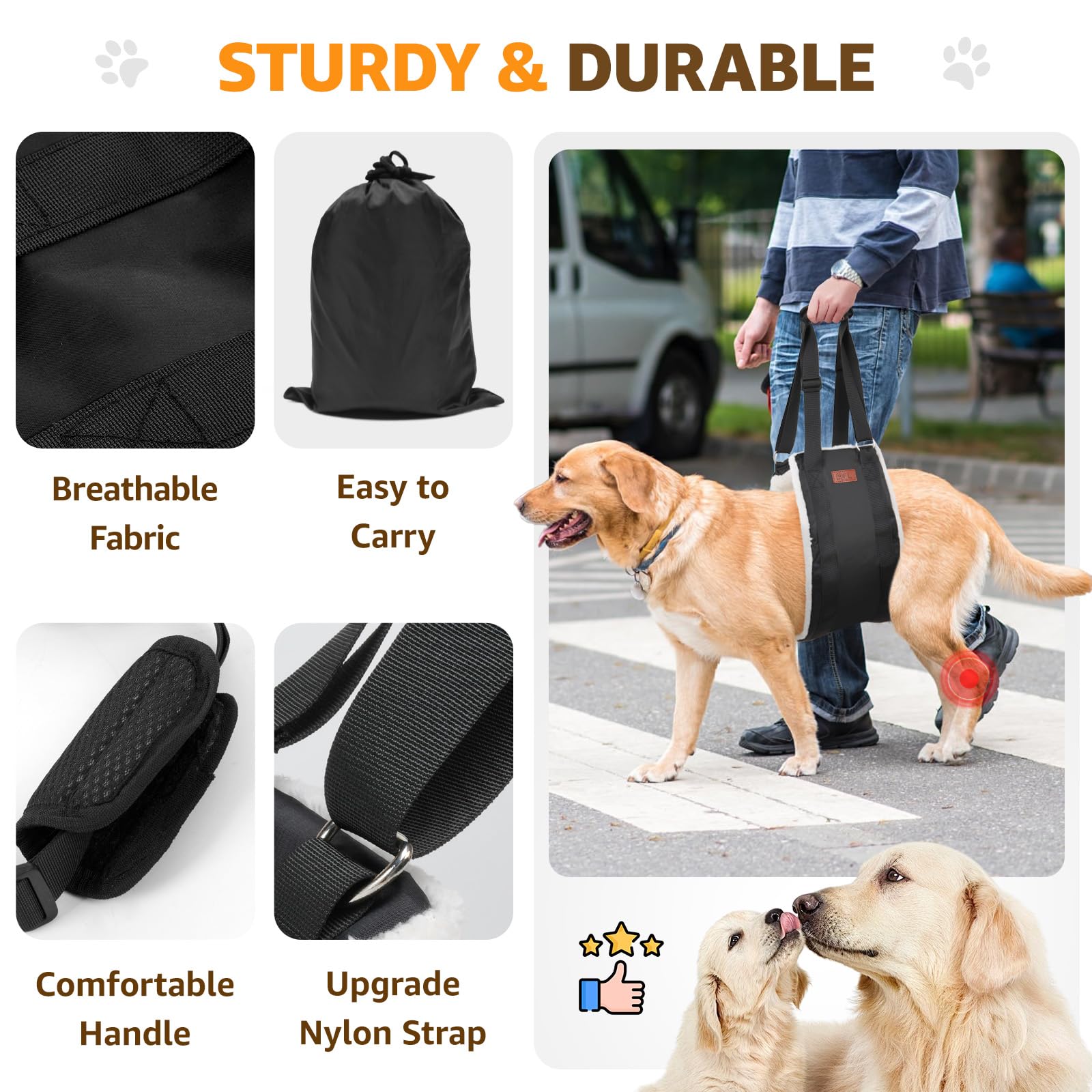 Adjustable Dog Lift Harness Dog Sling for Large Dogs Hind Leg Support Soft Lift Support and Rehab Harness for Weak Rear Legs, Helps Senior, Injured, Disabled and After ACL Surgery Dogs Large LukkyDeals