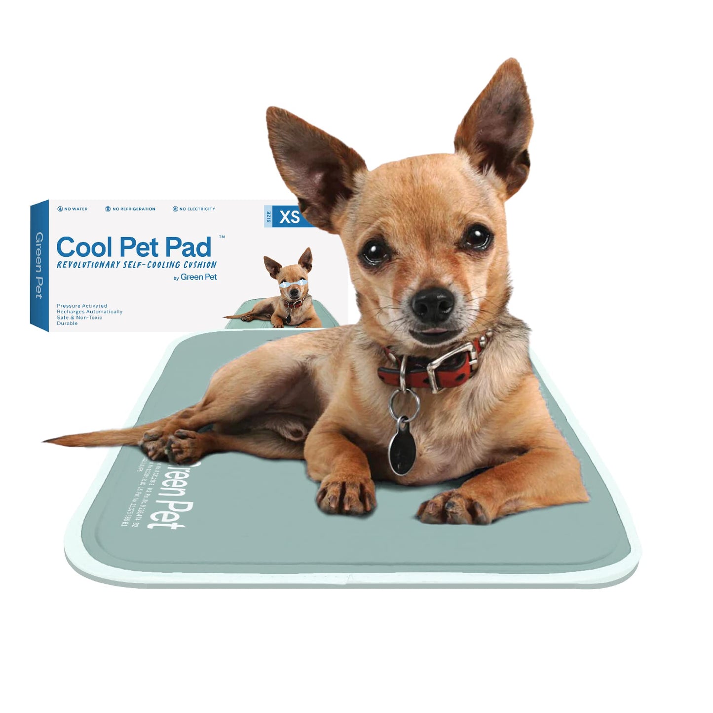 The Green Pet Shop Cool Pet Pad - Large, Sage Grey - Self-Cooling, Pressure Activated Mat for Dogs & Cats from 46-80 lbs - Non-Toxic Gel, No Water Needed LukkyDeals