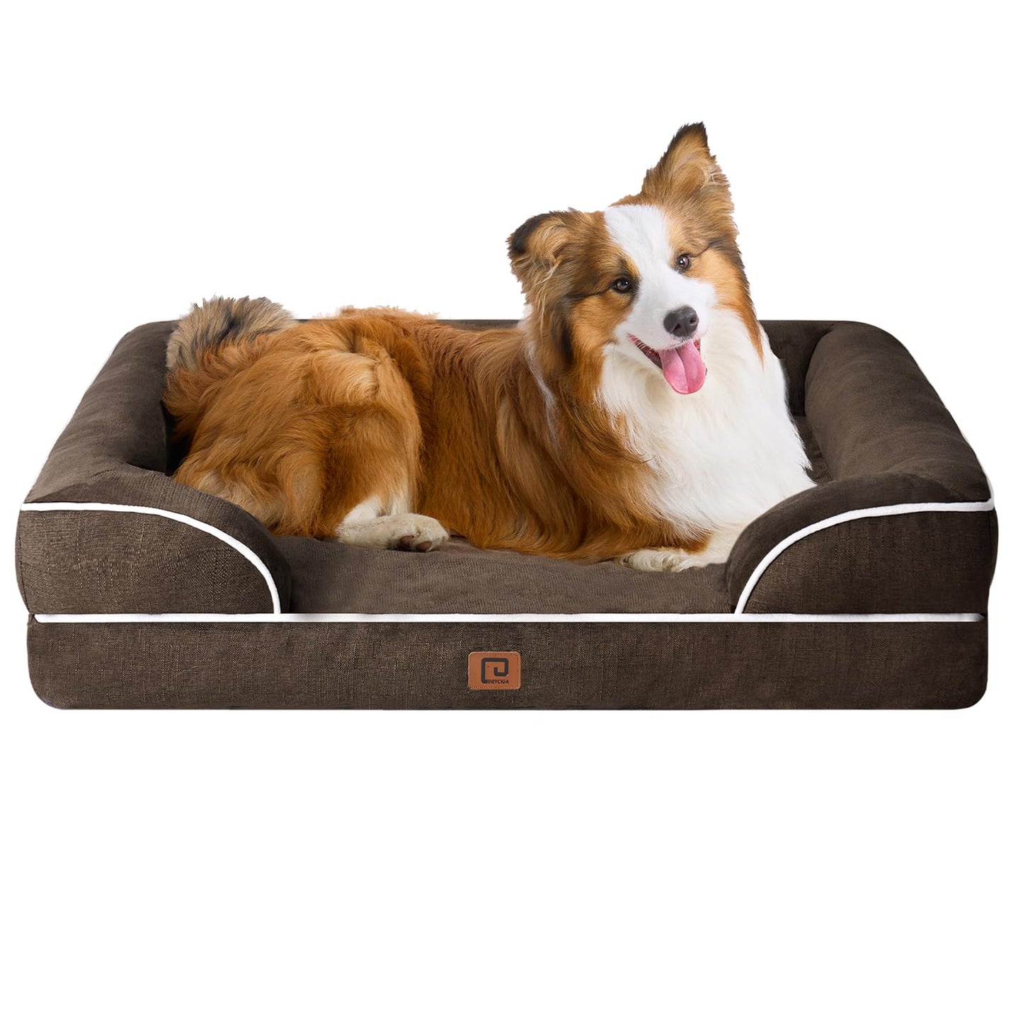EHEYCIGA Orthopedic Dog Beds for Extra Large Dogs, Waterproof Memory Foam XL Pet Bed with Sides, Non-Slip and Egg-Crate Foam Big Dog Couch Bed with Washable Removable Cover, Grey LukkyDeals