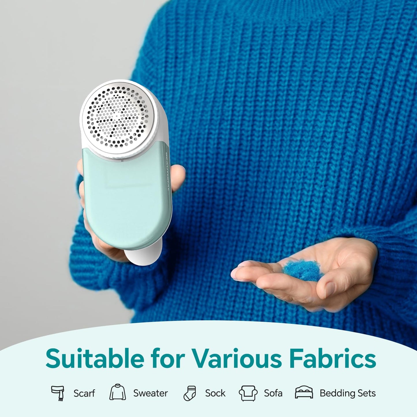 BEAUTURAL Fabric Shaver and Lint Remover, Sweater Defuzzer with 2-Speeds, 2 Replaceable Stainless Steel Blades, Battery Operated, Remove Clothes Fuzz, Lint Balls, Pills, Bobbles Gray LukkyDeals