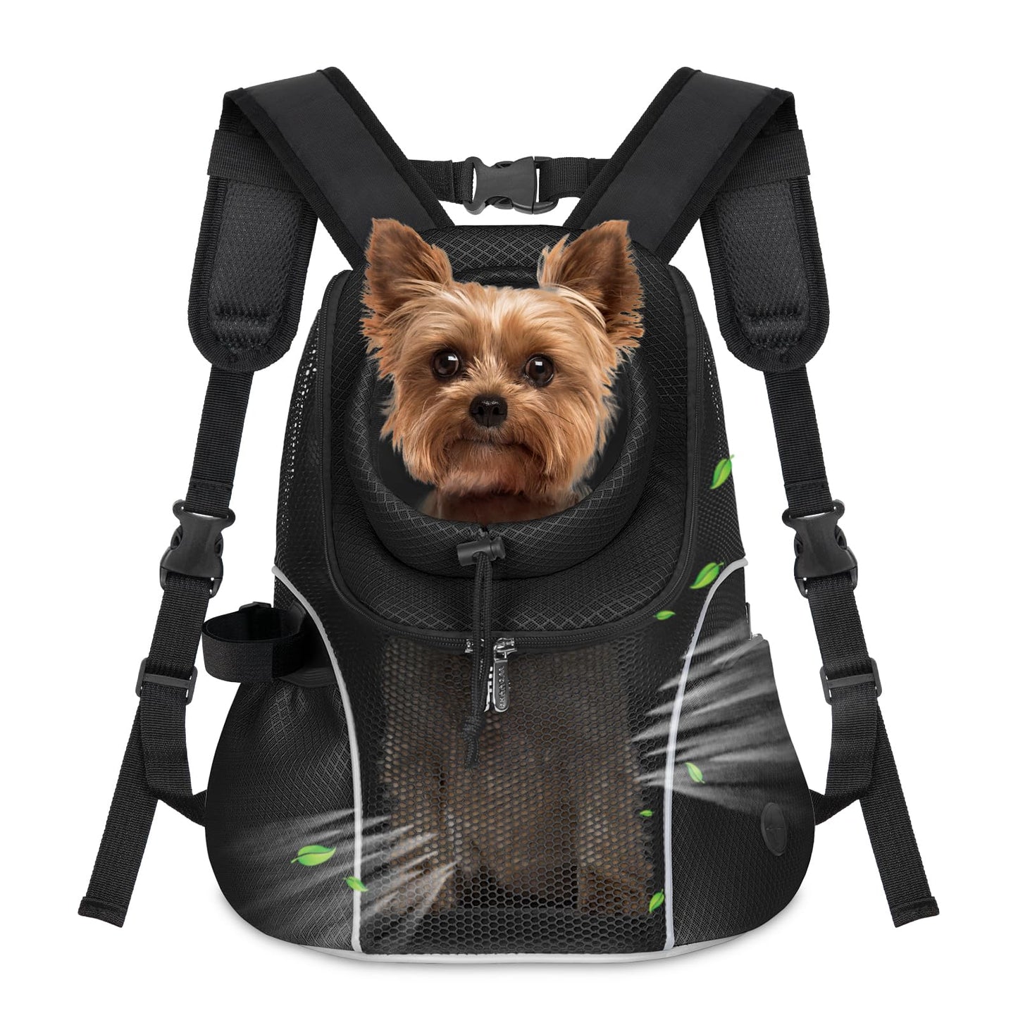WOYYHO Pet Dog Carrier Backpack Small Dog Front Backpack Ventilated Mesh Dog Travel Back Pack with Safety Belt for Travel Hiking Cycling Outdoor Adventures (Size M: 5-9 lbs, Black) LukkyDeals