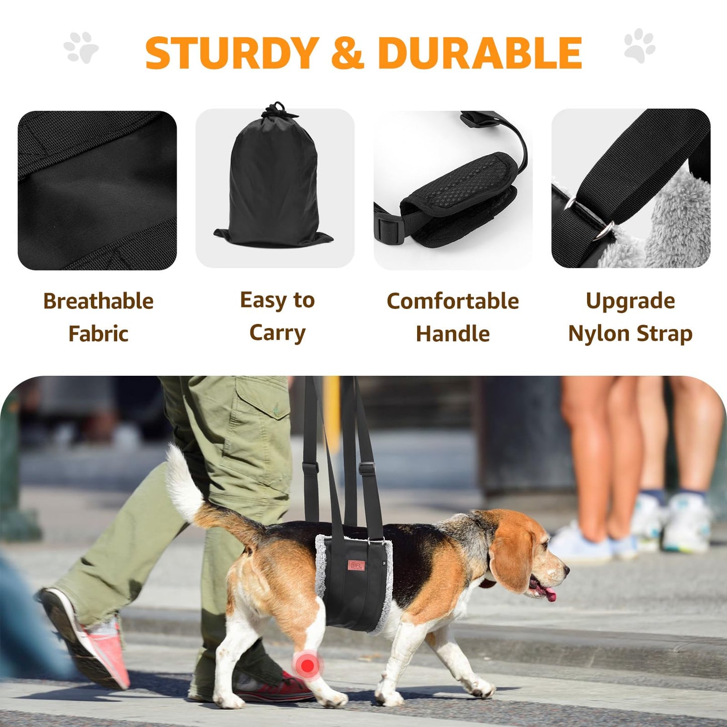 Adjustable Dog Lift Harness Dog Sling for Large Dogs Hind Leg Support Soft Lift Support and Rehab Harness for Weak Rear Legs, Helps Senior, Injured, Disabled and After ACL Surgery Dogs Large LukkyDeals