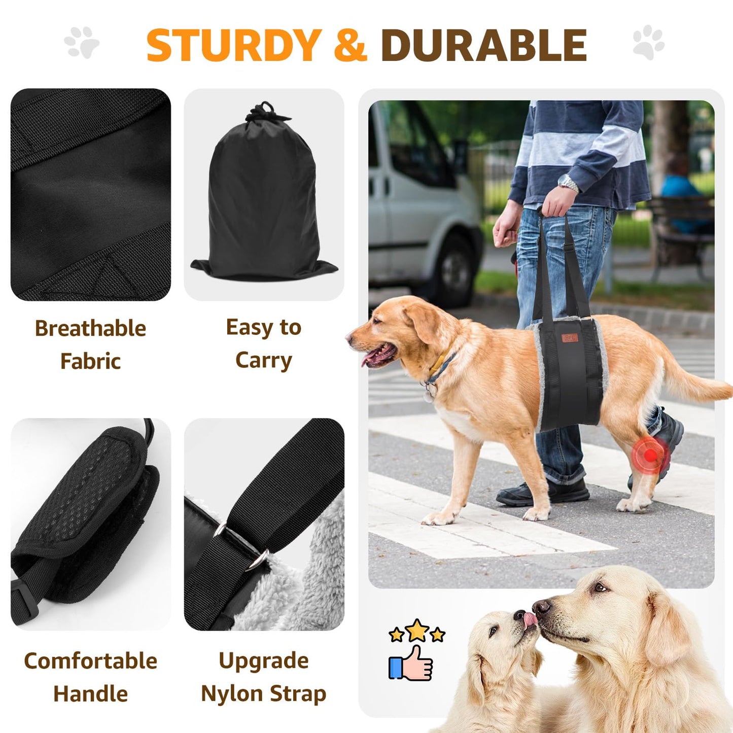 Adjustable Dog Lift Harness Dog Sling for Large Dogs Hind Leg Support Soft Lift Support and Rehab Harness for Weak Rear Legs, Helps Senior, Injured, Disabled and After ACL Surgery Dogs Large LukkyDeals