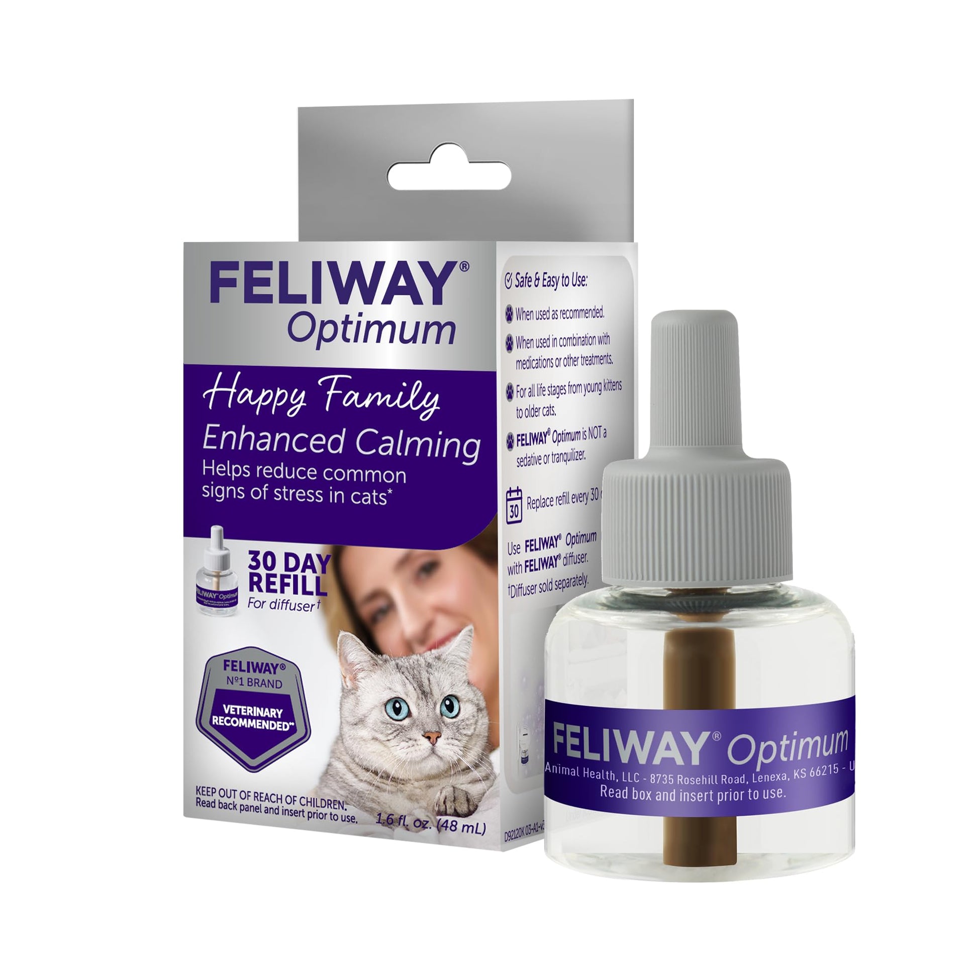 FELIWAY® Optimum 30 Day Cat Calming Refill for Pheromone Diffuser, 48ml - Helps Reduce Common Signs of Stress in Cats & Kittens, No. 1 Vet Recommended Brand, Enhanced Calming LukkyDeals