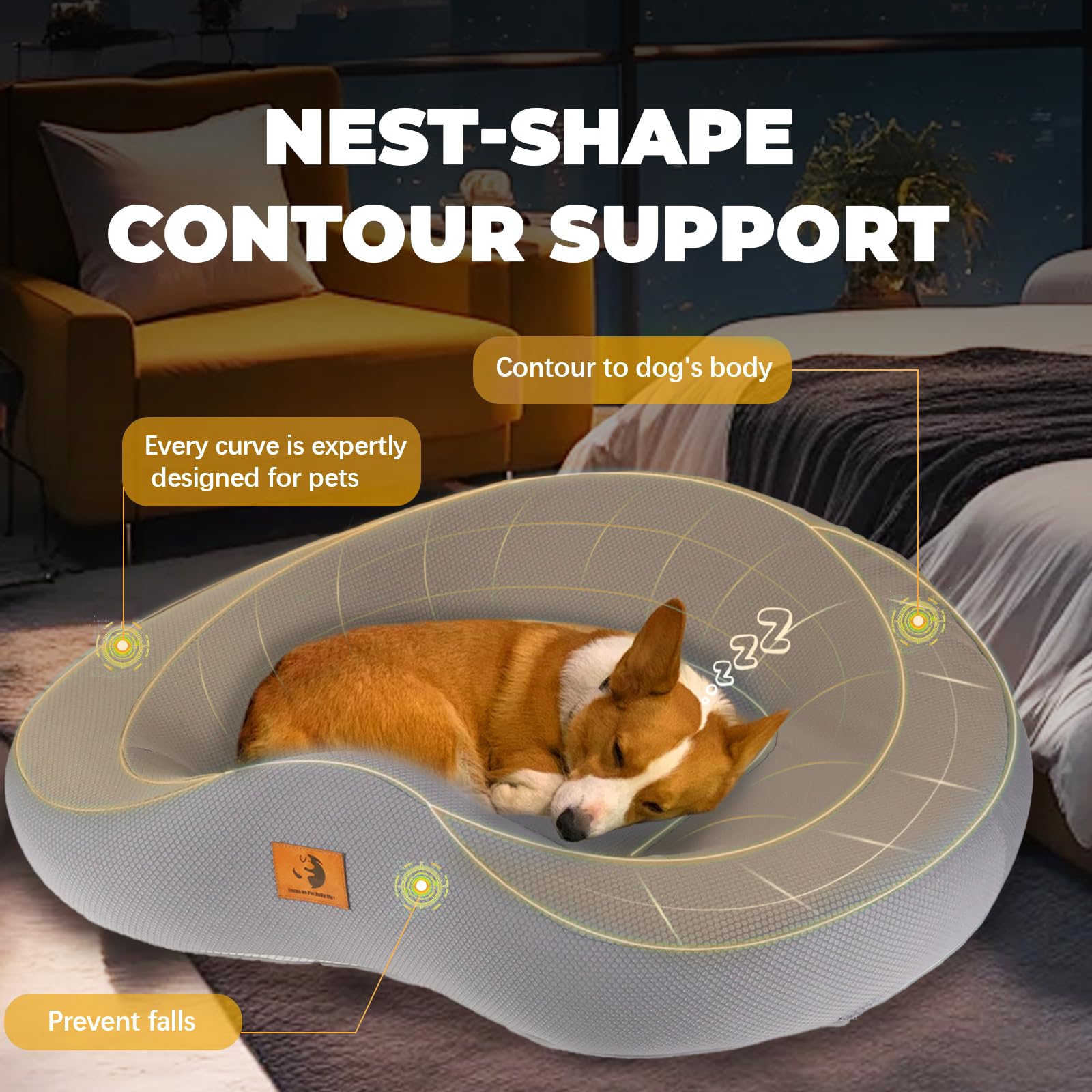 Orthopedic Dog Beds for Large/Medium Dogs, 9'' Thick Pure Memory Foam Dog Bed with Removable Washable Cover, Waterproof Couch Pet Bed, 60D High Density, Chewproof, Easy Clean, Dark Grey LukkyDeals