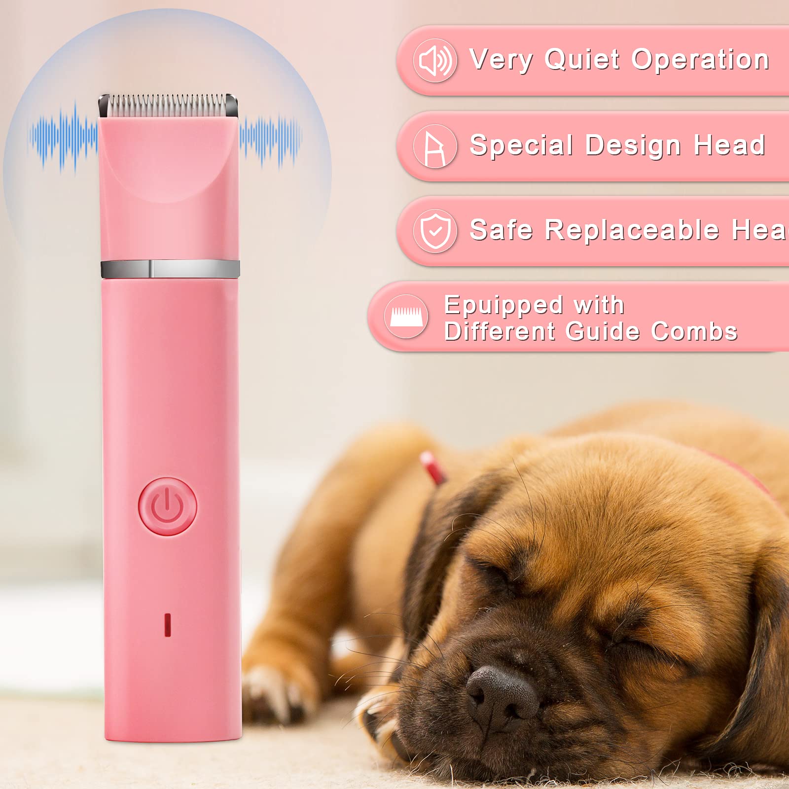Dog Clippers Grooming Kit Hair Clipper-Low Noise Paw Trimmer- Rechargeable - Cordless Quiet Nail Grinder Shaver for Cats and Other Pets LukkyDeals