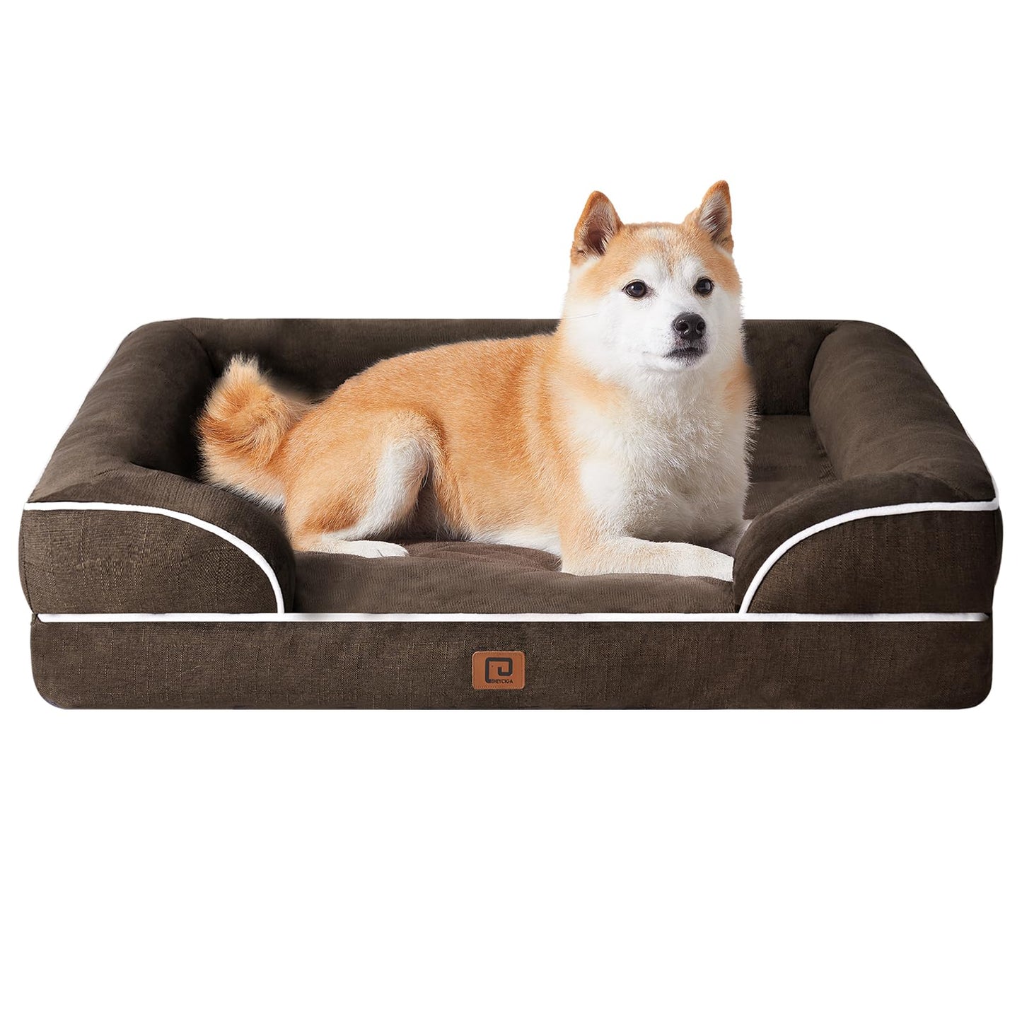 EHEYCIGA Orthopedic Dog Beds for Extra Large Dogs, Waterproof Memory Foam XL Pet Bed with Sides, Non-Slip and Egg-Crate Foam Big Dog Couch Bed with Washable Removable Cover, Grey LukkyDeals