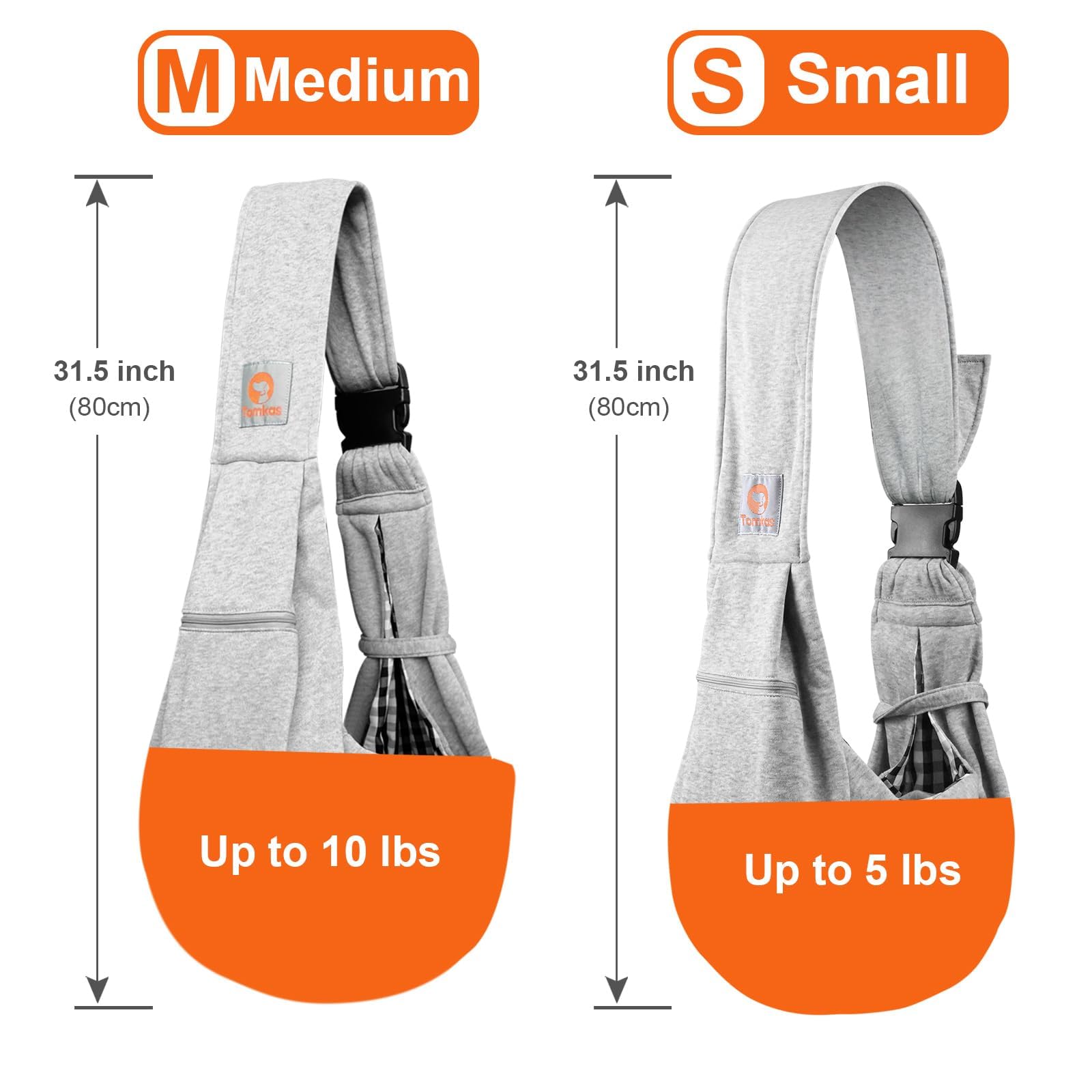 Tomkas Small Dog Sling Carrier - Adjustable Strap & Zip Pocket - Suitable for Puppies (Black) LukkyDeals