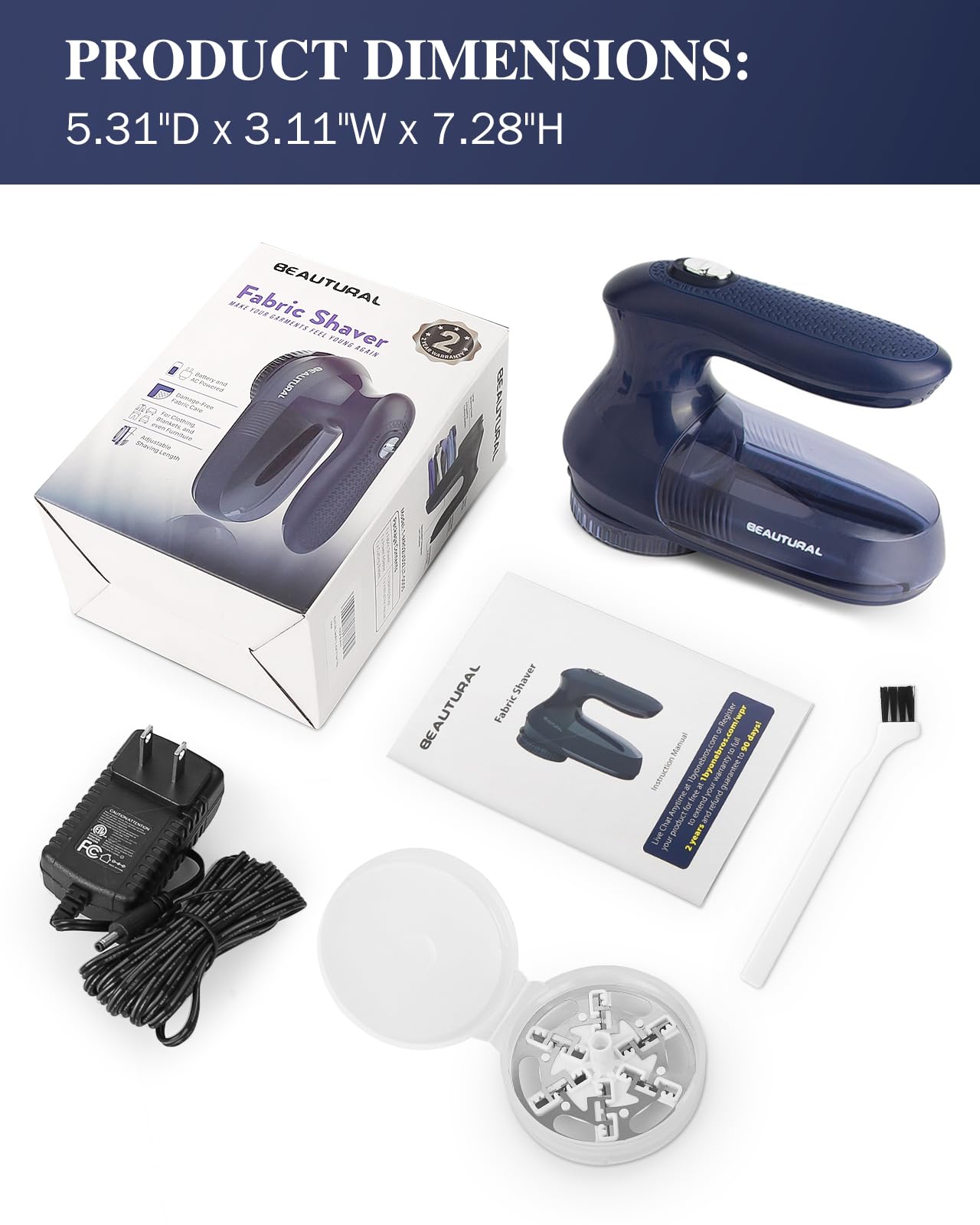 BEAUTURAL Fabric Shaver and Lint Remover, Sweater Defuzzer with 2-Speeds, 2 Replaceable Stainless Steel Blades, Battery Operated, Remove Clothes Fuzz, Lint Balls, Pills, Bobbles Gray LukkyDeals