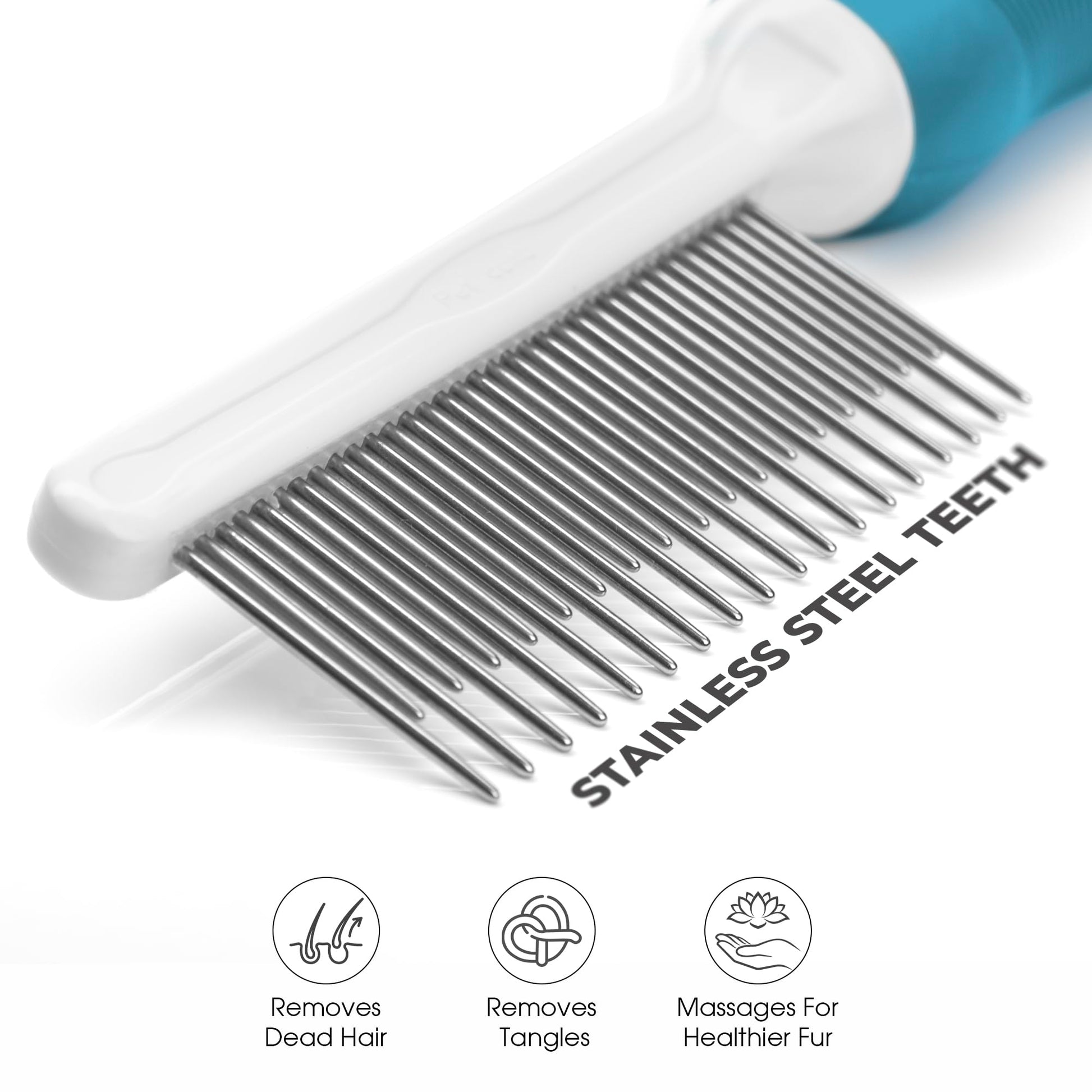 Poodle Dematting Fur Rake Comb Brush for Dogs and Cats - Long 2.5" Steel Safety Blades Metal Comb for Detangling Matted or Knotted Undercoat Hair LukkyDeals