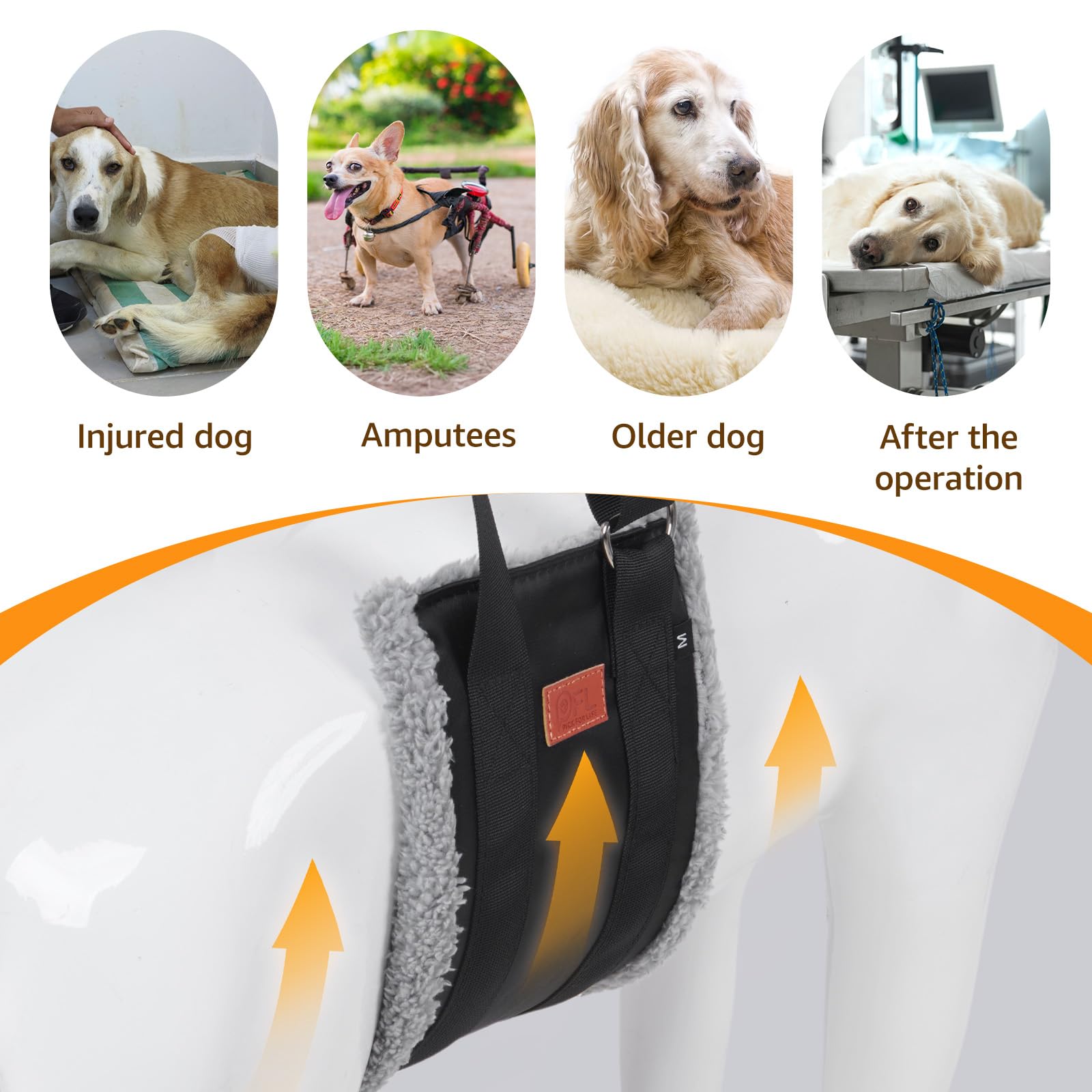 Adjustable Dog Lift Harness Dog Sling for Large Dogs Hind Leg Support Soft Lift Support and Rehab Harness for Weak Rear Legs, Helps Senior, Injured, Disabled and After ACL Surgery Dogs Large LukkyDeals