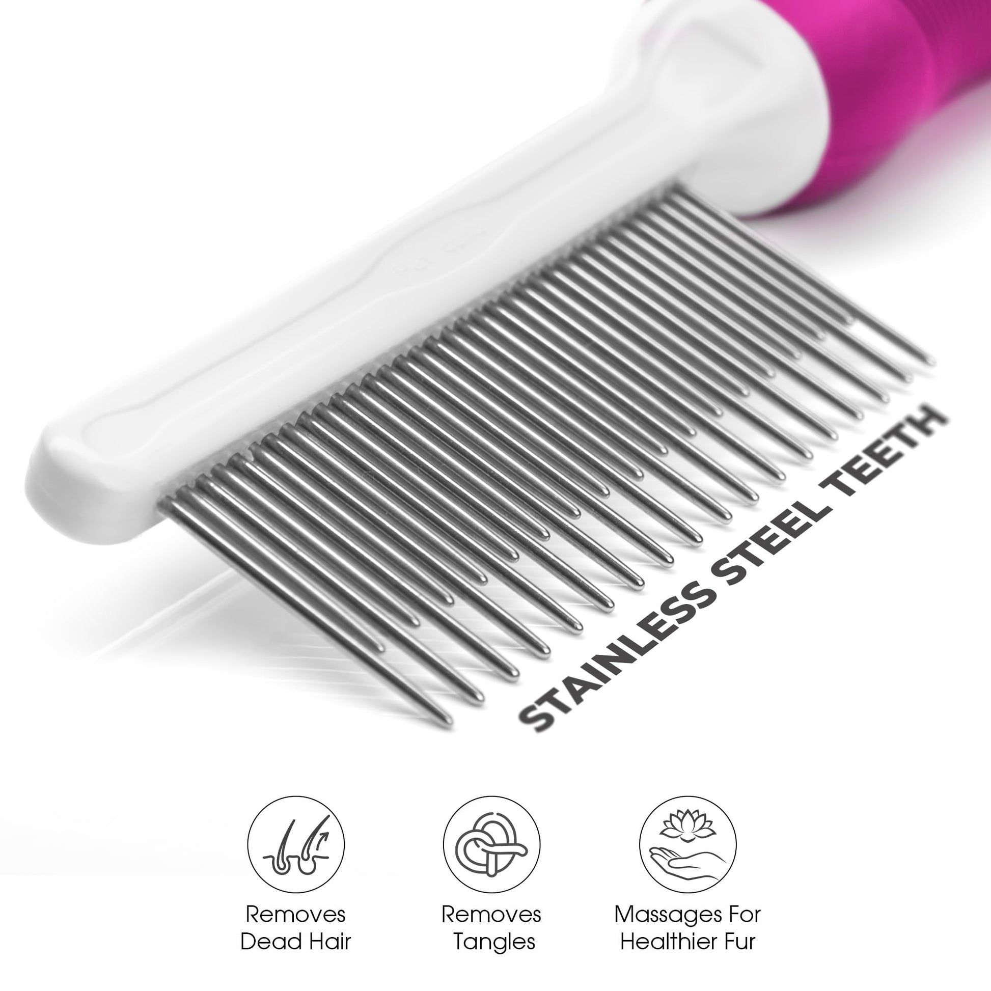 Poodle Dematting Fur Rake Comb Brush for Dogs and Cats - Long 2.5" Steel Safety Blades Metal Comb for Detangling Matted or Knotted Undercoat Hair LukkyDeals