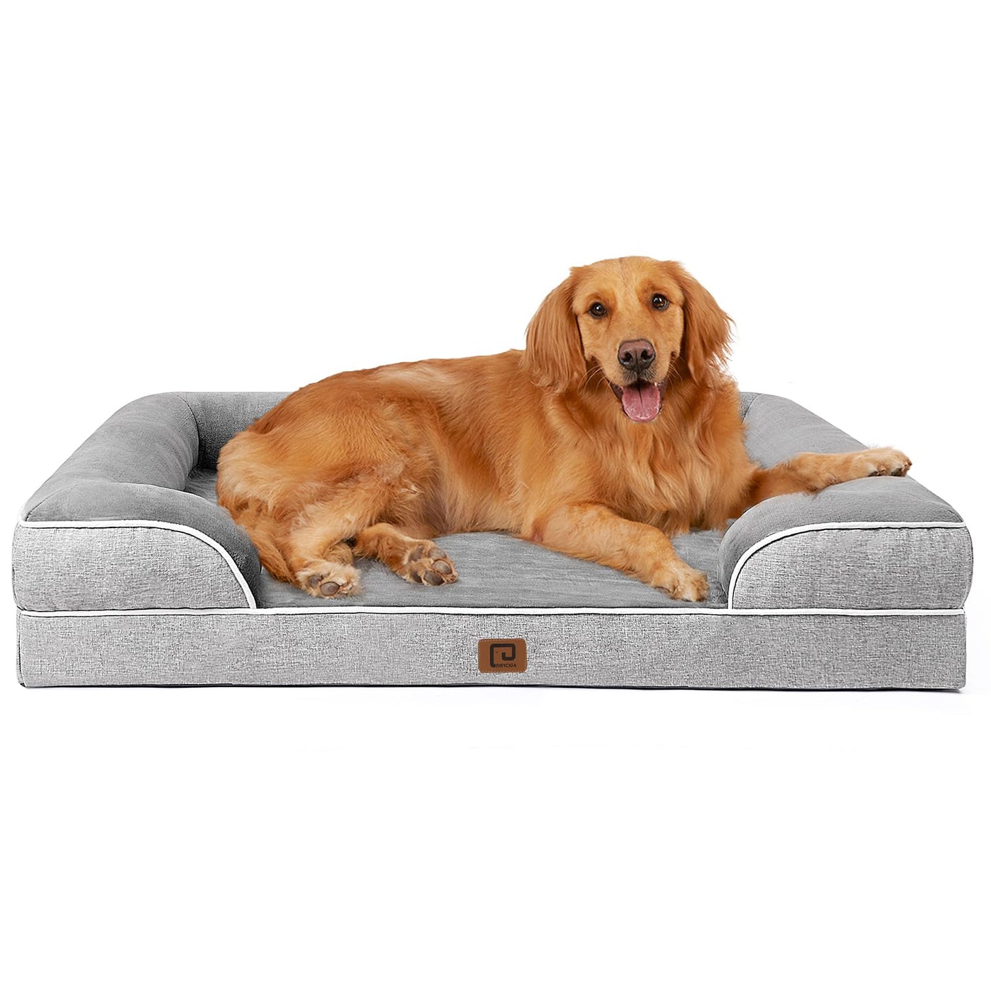 EHEYCIGA Orthopedic Dog Beds for Extra Large Dogs, Waterproof Memory Foam XL Pet Bed with Sides, Non-Slip and Egg-Crate Foam Big Dog Couch Bed with Washable Removable Cover, Grey LukkyDeals