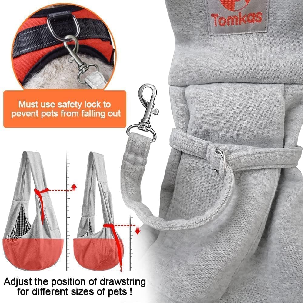 Tomkas Small Dog Sling Carrier - Adjustable Strap & Zip Pocket - Suitable for Puppies (Black) LukkyDeals