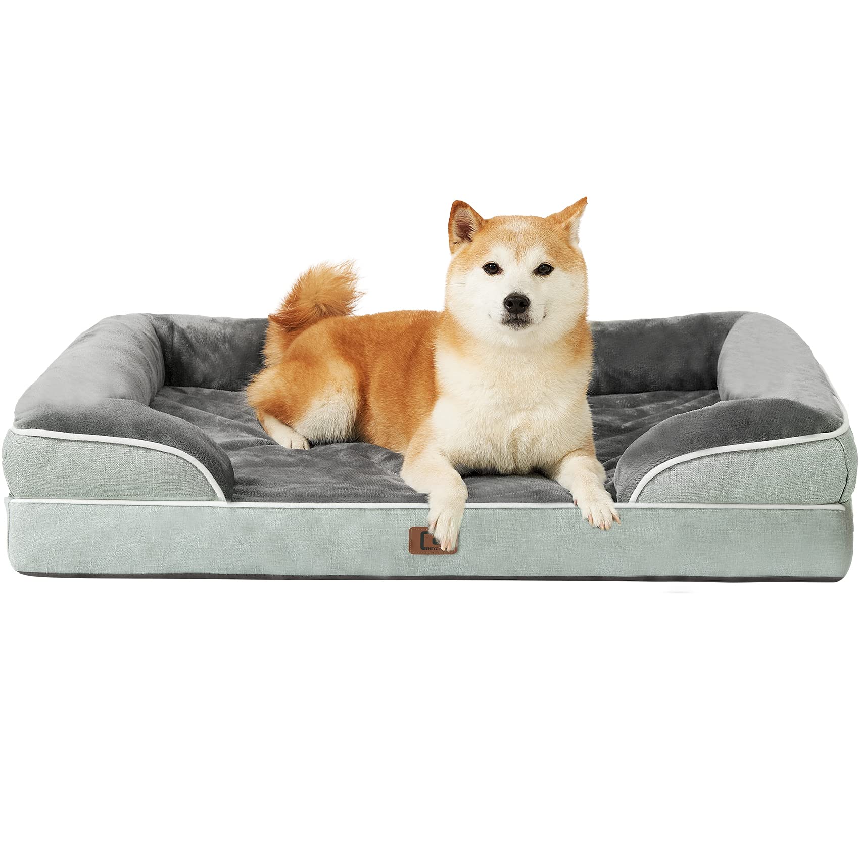 EHEYCIGA Orthopedic Dog Beds for Extra Large Dogs, Waterproof Memory Foam XL Pet Bed with Sides, Non-Slip and Egg-Crate Foam Big Dog Couch Bed with Washable Removable Cover, Grey LukkyDeals