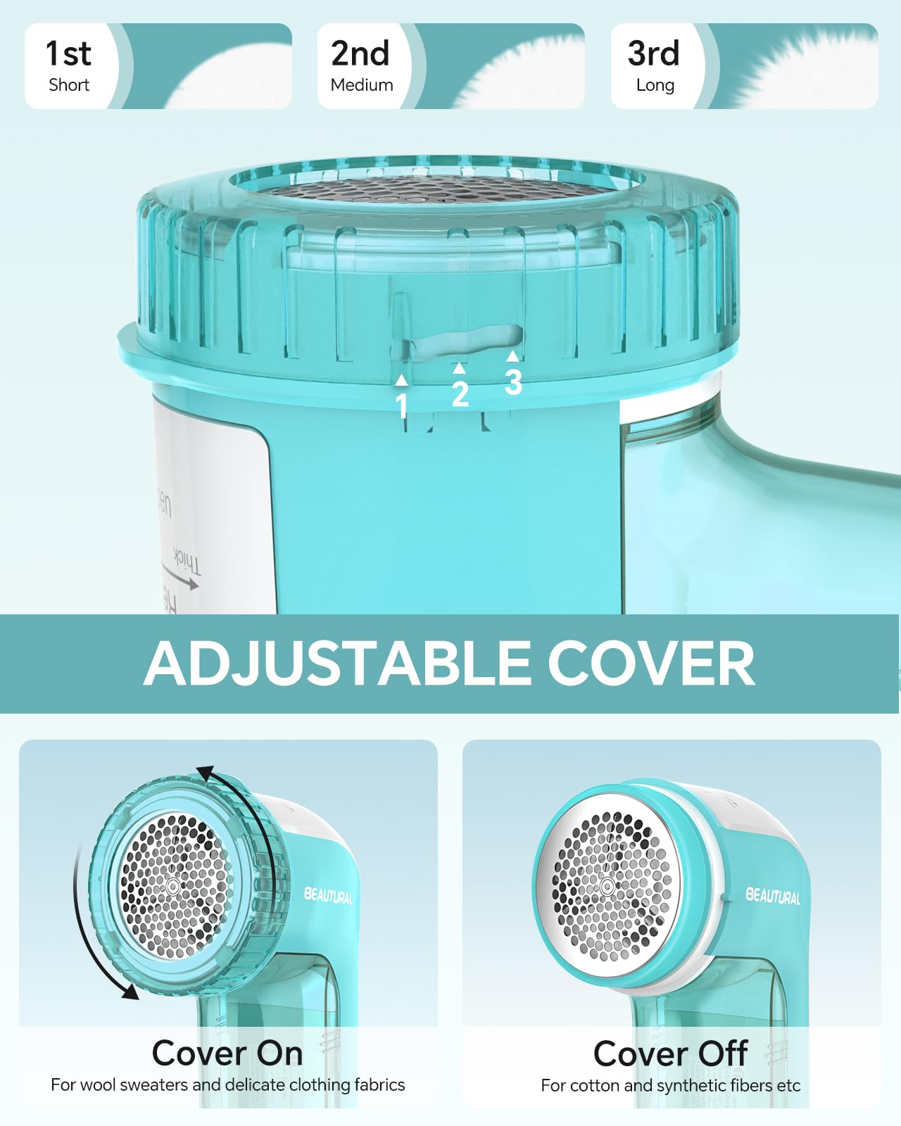 BEAUTURAL Fabric Shaver and Lint Remover, Sweater Defuzzer with 2-Speeds, 2 Replaceable Stainless Steel Blades, Battery Operated, Remove Clothes Fuzz, Lint Balls, Pills, Bobbles Gray LukkyDeals