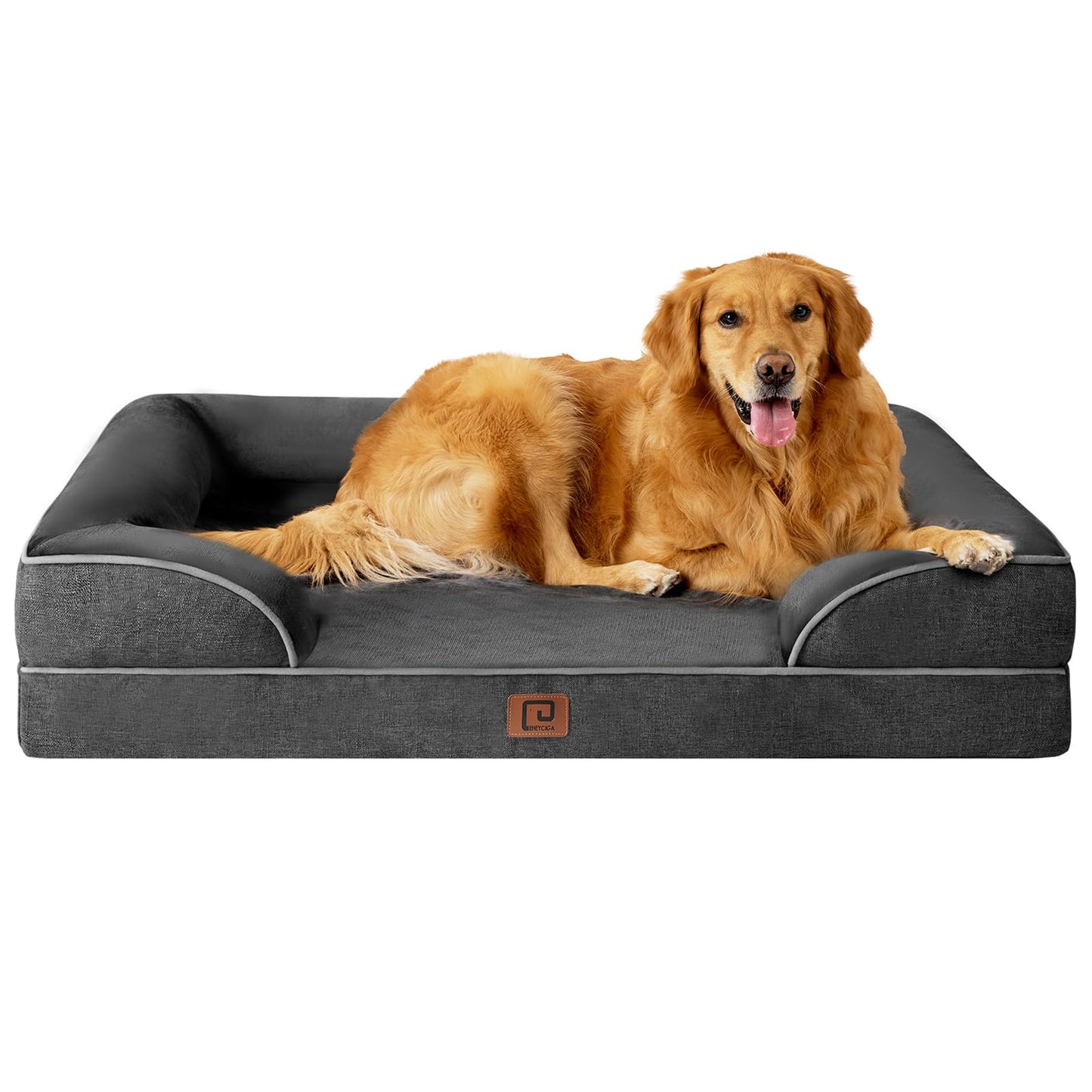 EHEYCIGA Orthopedic Dog Beds for Extra Large Dogs, Waterproof Memory Foam XL Pet Bed with Sides, Non-Slip and Egg-Crate Foam Big Dog Couch Bed with Washable Removable Cover, Grey LukkyDeals