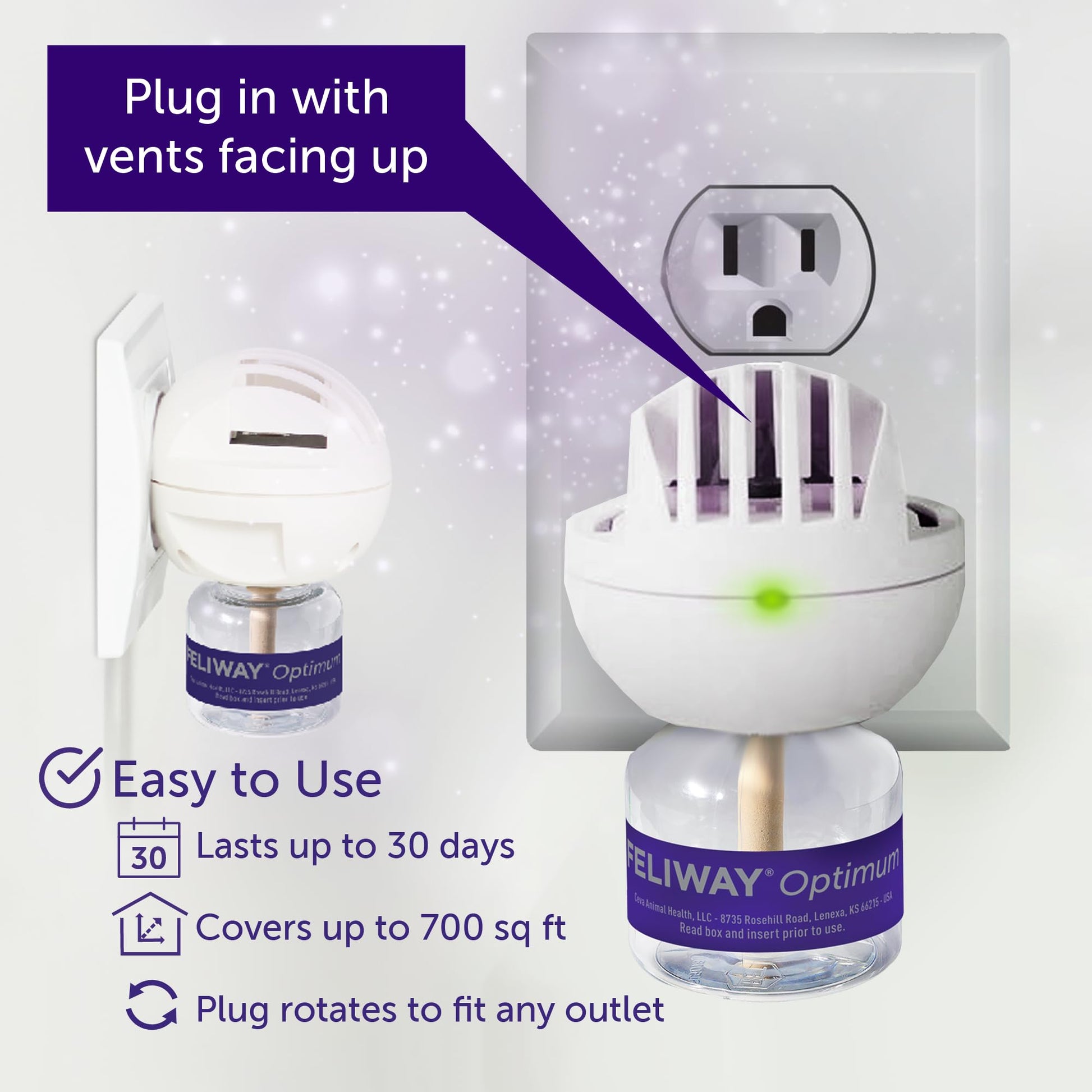 FELIWAY® Optimum 30 Day Cat Calming Plug In Pheromone Diffuser Starter Kit, 48ml - Helps Reduce Common Signs of Stress in Cats & Kittens, No. 1 Vet Recommended Brand, Enhanced Calming LukkyDeals