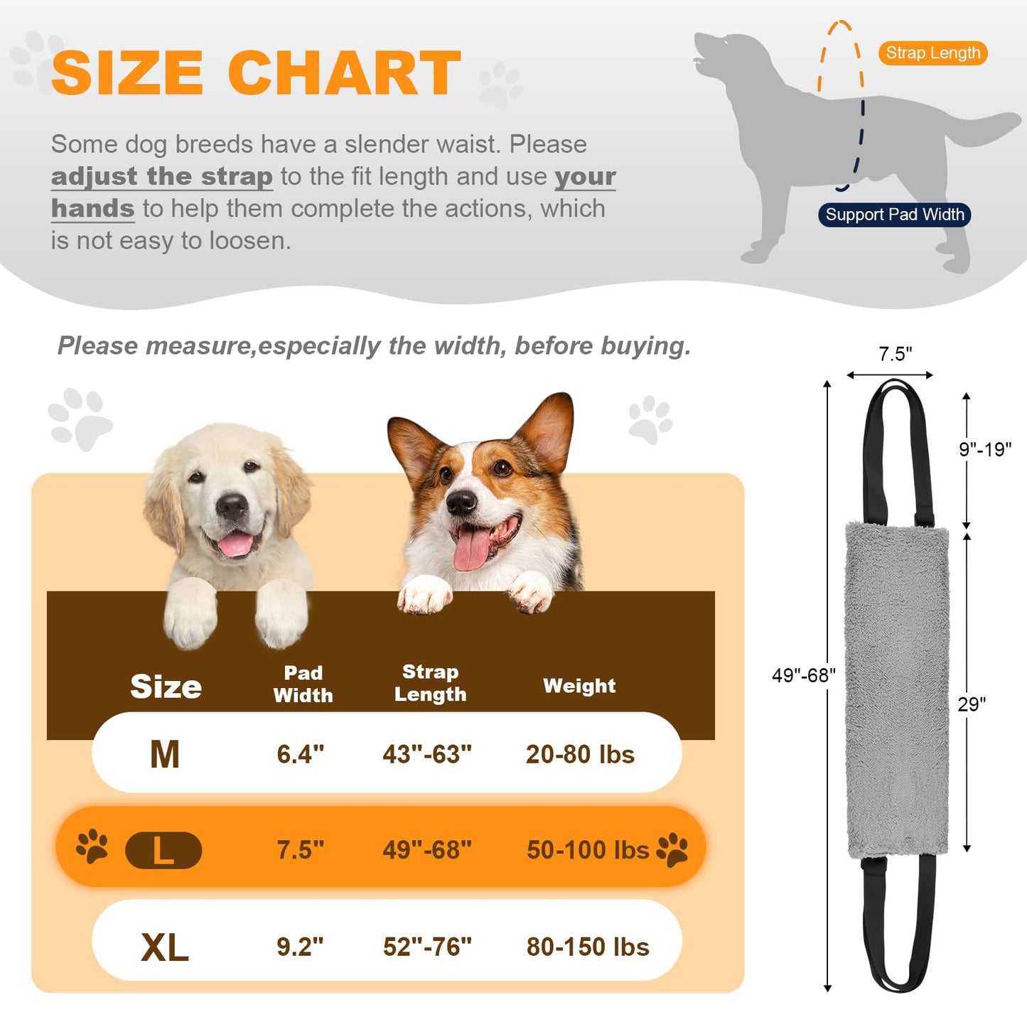 Adjustable Dog Lift Harness Dog Sling for Large Dogs Hind Leg Support Soft Lift Support and Rehab Harness for Weak Rear Legs, Helps Senior, Injured, Disabled and After ACL Surgery Dogs Large LukkyDeals